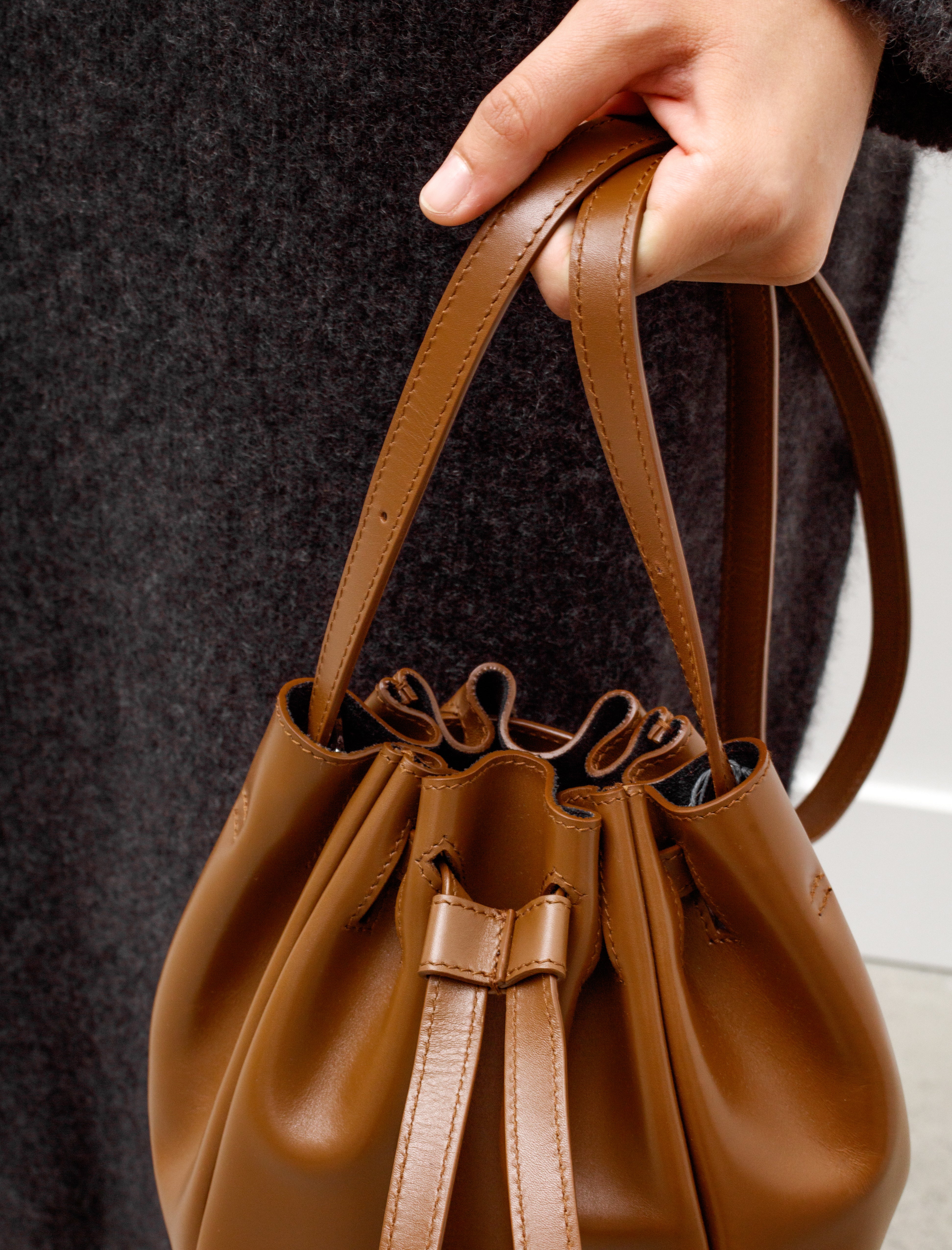 Dusan Pleated Bucket Bag Africa Brown