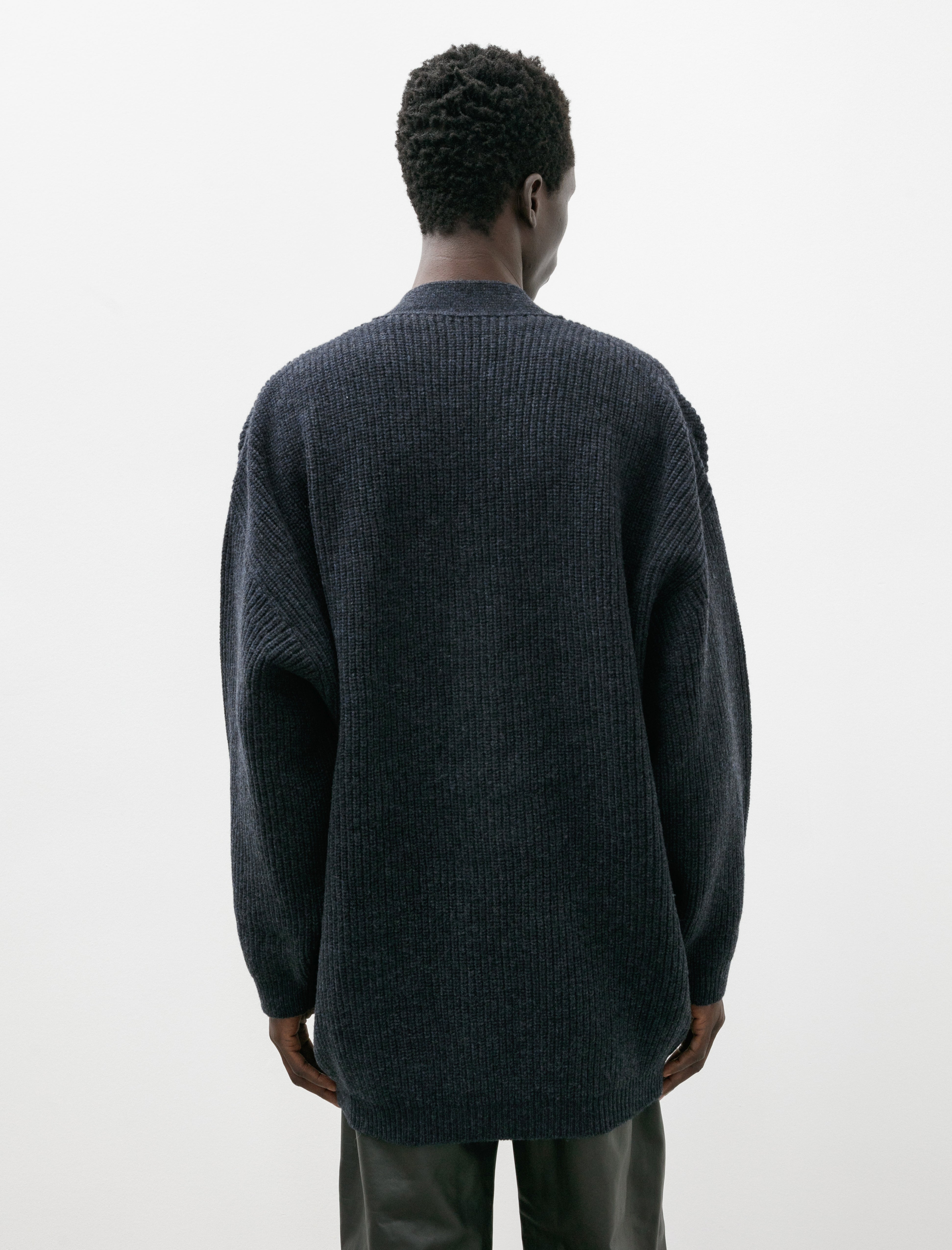 Lemaire Felted Cardi Coat Midnight Navy Melange