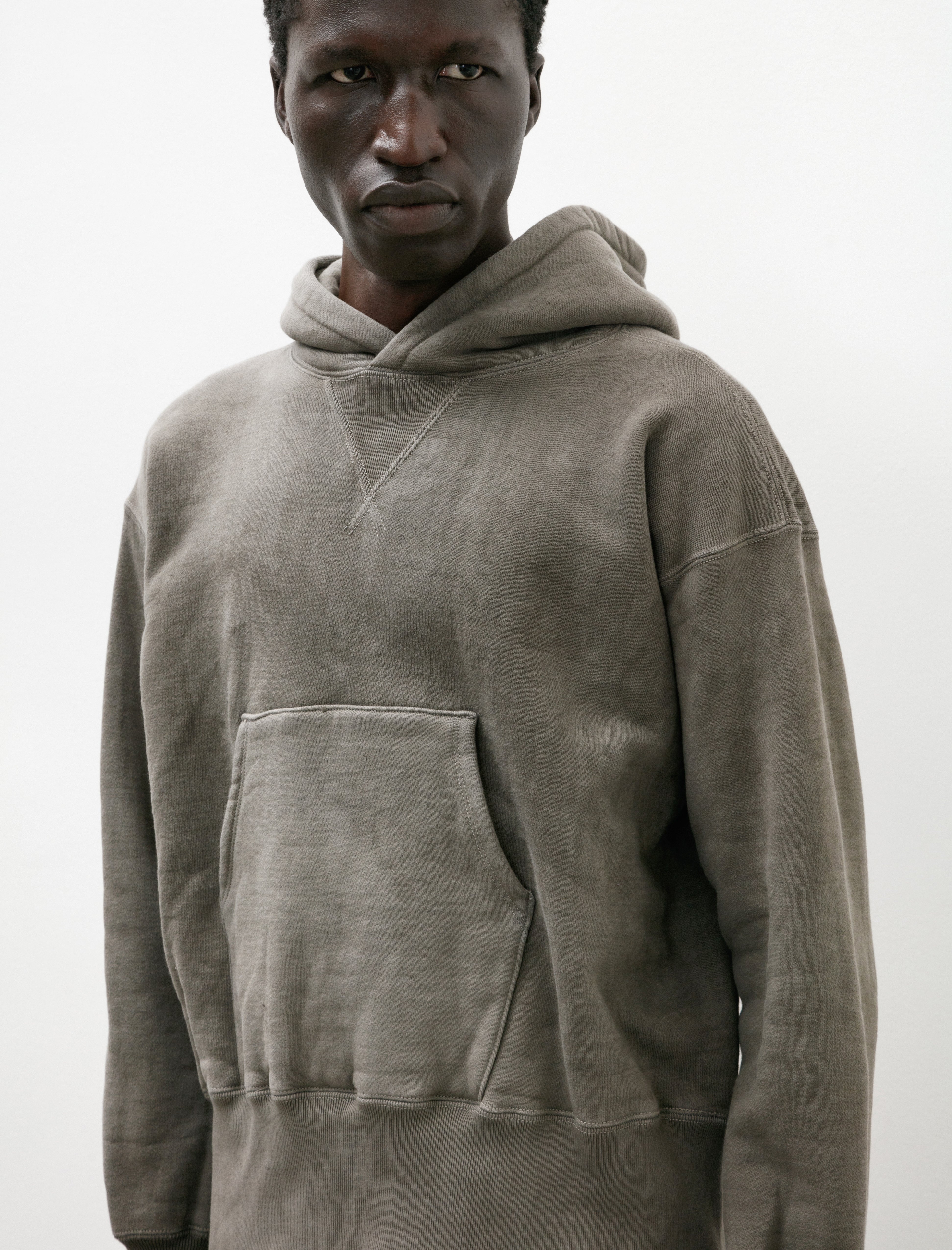 Taiga Takahashi Lot 606 Hooded Sweatshirt Logwood Dyed Grey