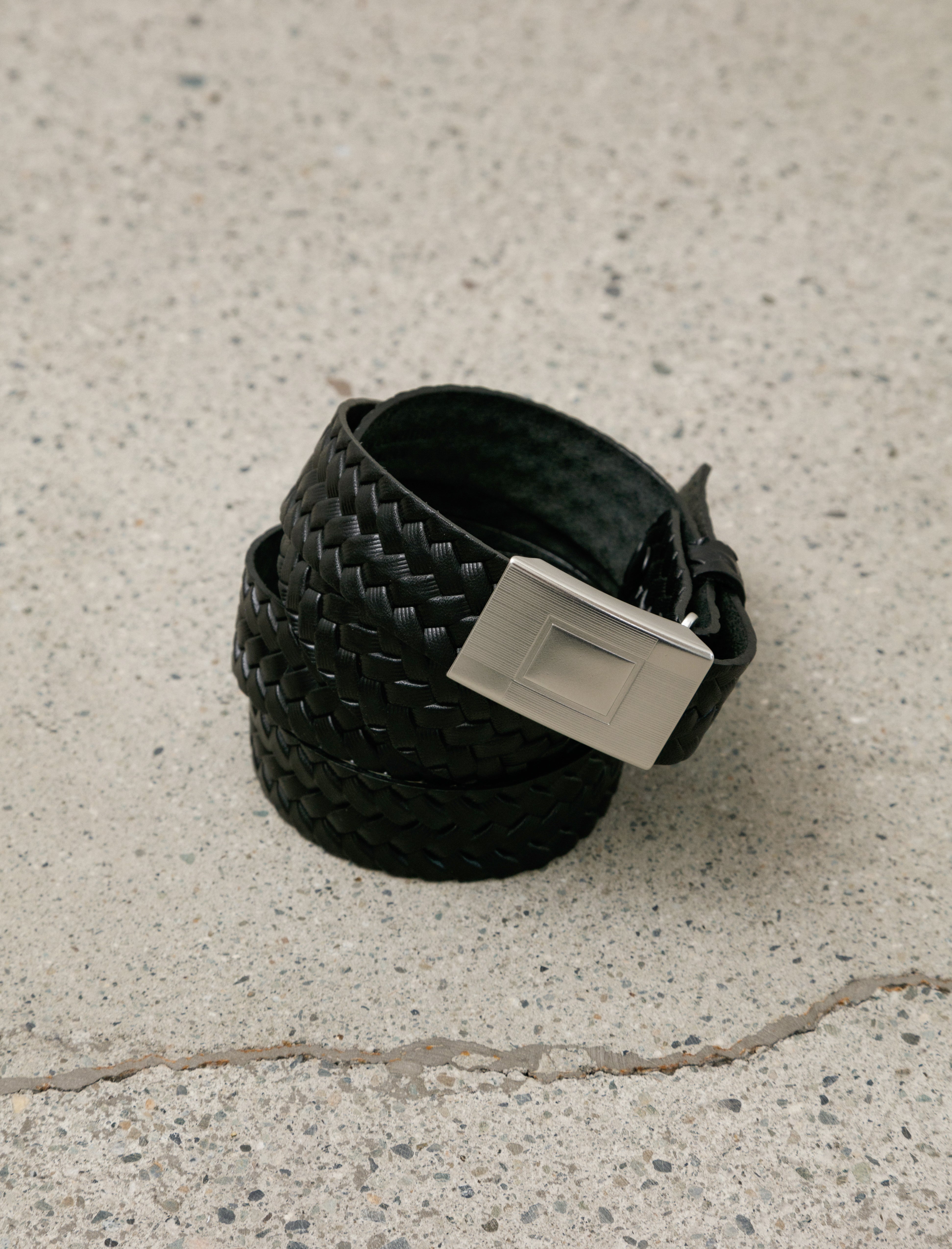 Taiga Takahashi Lot 021 Basketweave Pattern Belt Black