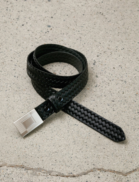 Taiga Takahashi Lot 021 Basketweave Pattern Belt Black