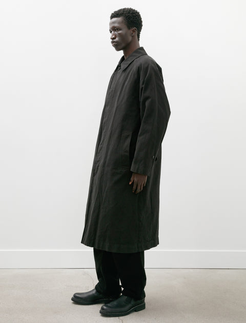 Comoli Garment Dyed Bal Collar Coat Black