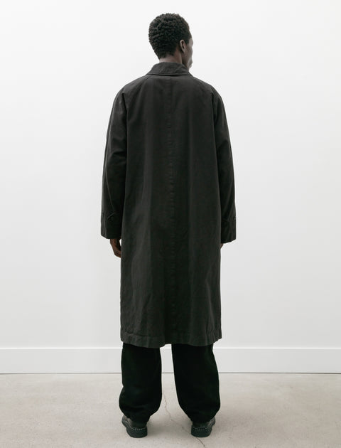 Comoli Garment Dyed Bal Collar Coat Black