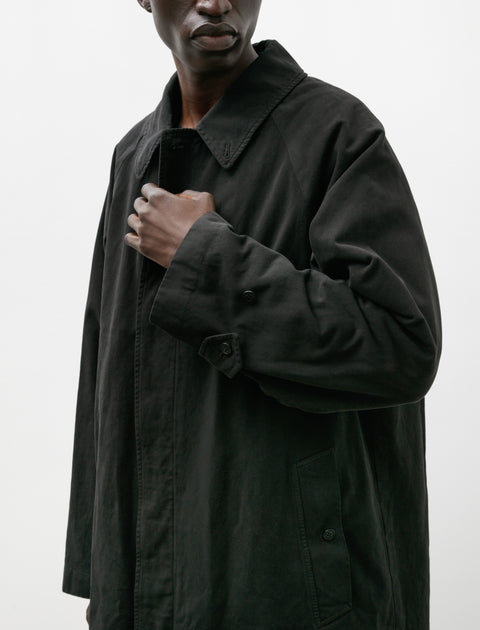 Comoli Garment Dyed Bal Collar Coat Black