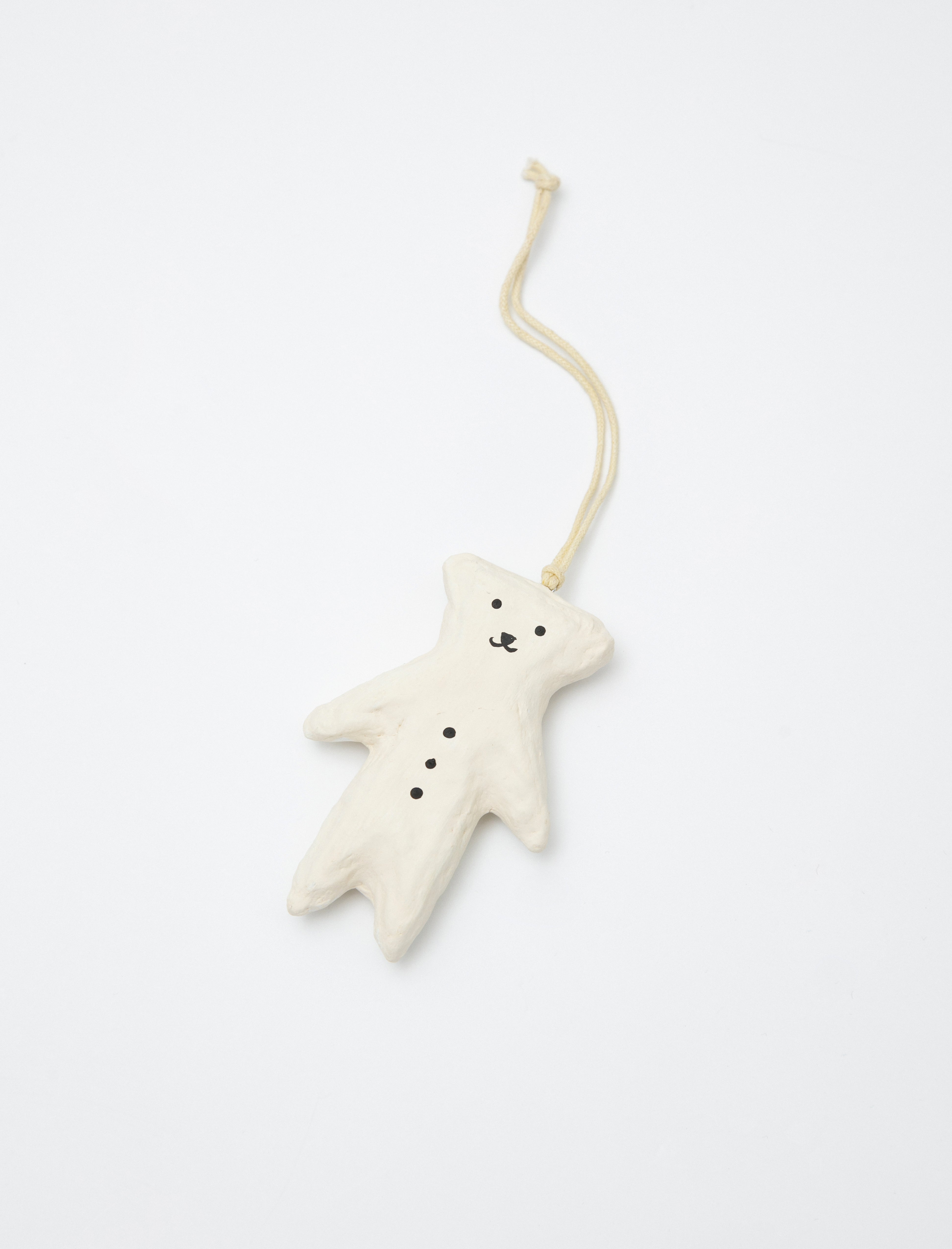 Fog Linen Holiday Ornament White Bear