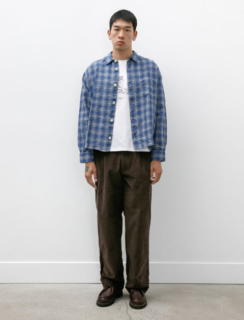 Conkers Relaxed Farmer Shirt Linen Blue Check