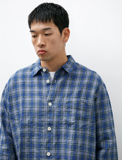 Conkers Relaxed Farmer Shirt Linen Blue Check