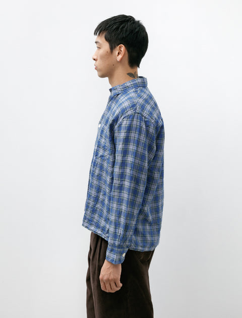 Conkers Relaxed Farmer Shirt Linen Blue Check