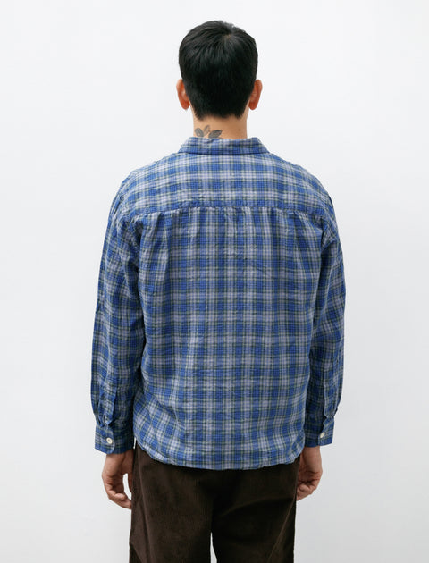 Conkers Relaxed Farmer Shirt Linen Blue Check