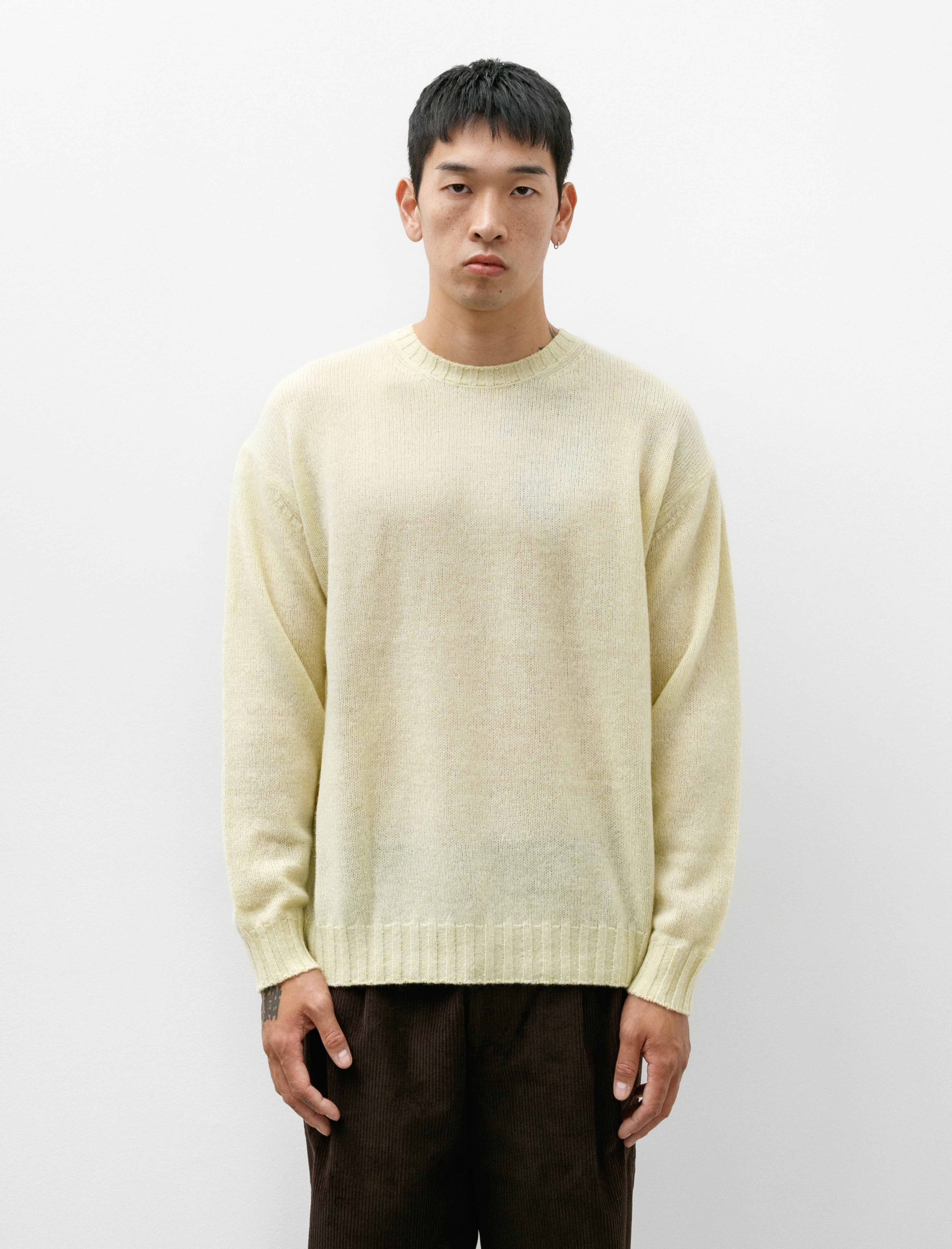 Auralee Shetland Wool Cashmere Pullover Light Yellow