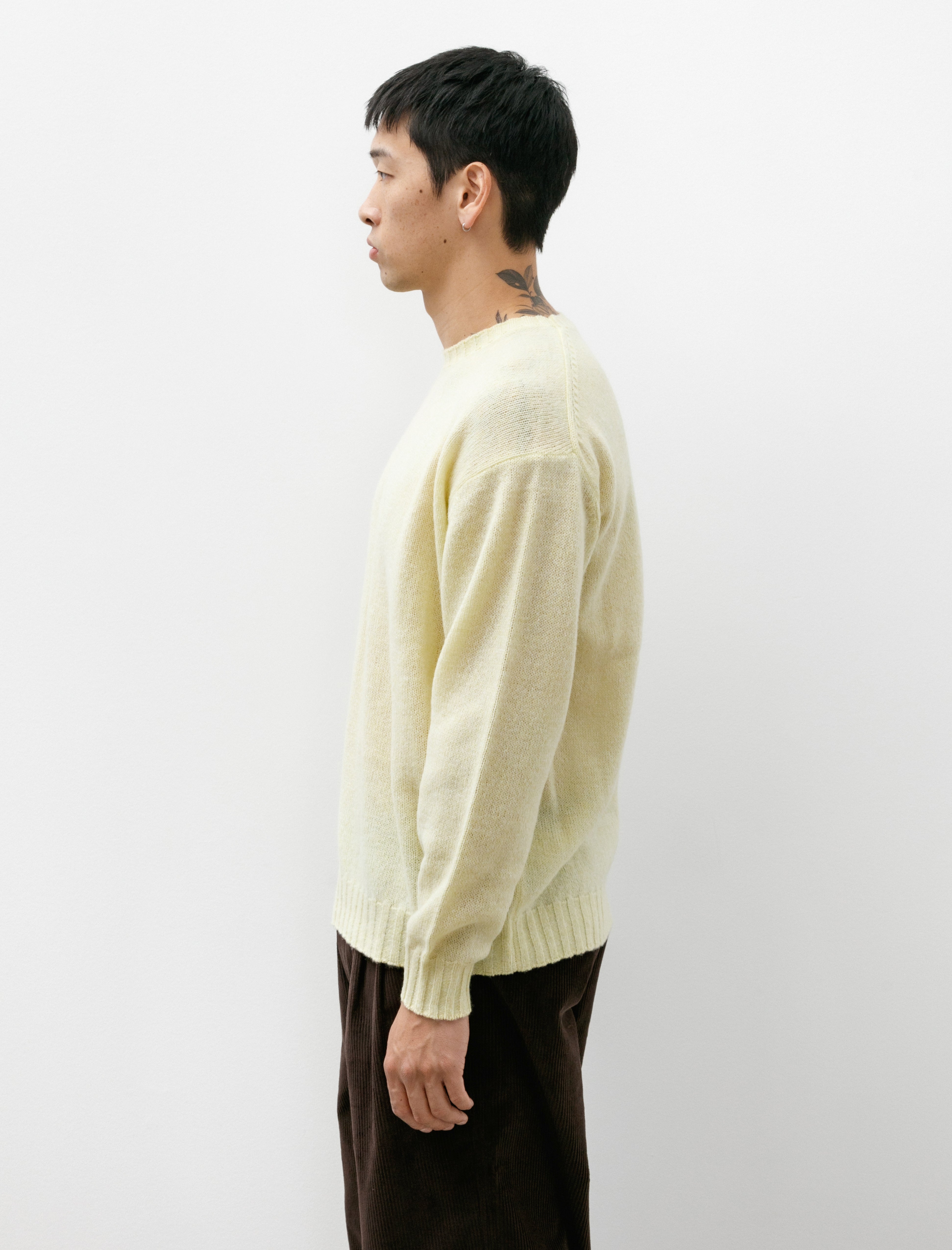 Auralee Shetland Wool Cashmere Pullover Light Yellow – Neighbour