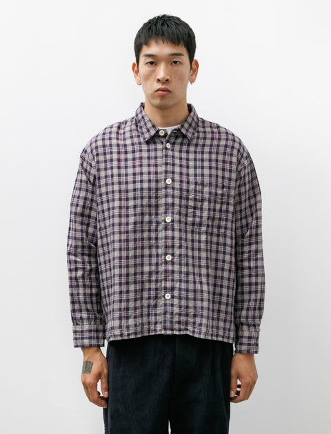 Conkers Relaxed Farmer Shirt Linen Grey Check