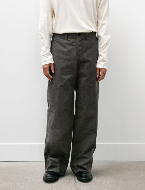 Unkruid Wide Leg Trousers Charcoal Waxed Fine Canvas