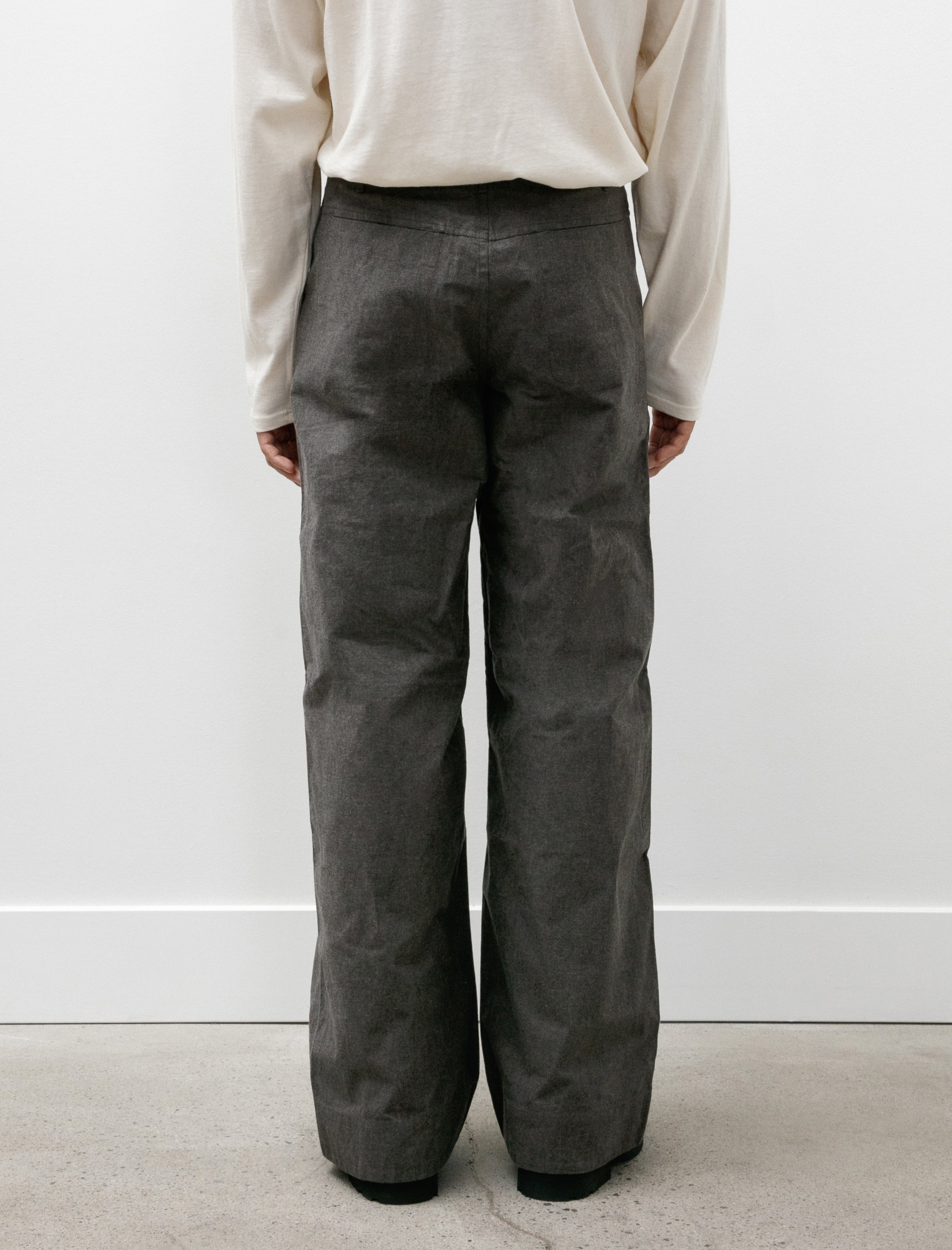 Unkruid Wide Leg Trousers Charcoal Waxed Fine Canvas