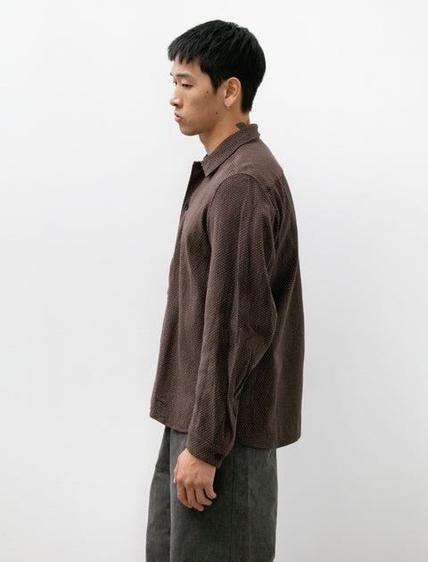 Unkruid Bow Sleeve Shirt Brown Sashiko Cloth