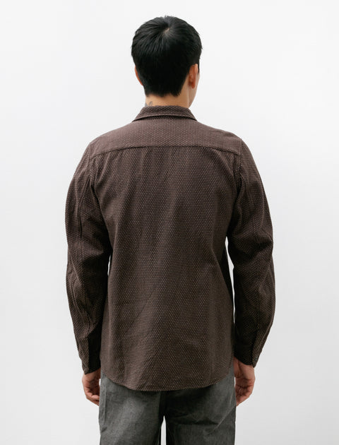 Unkruid Bow Sleeve Shirt Brown Sashiko Cloth