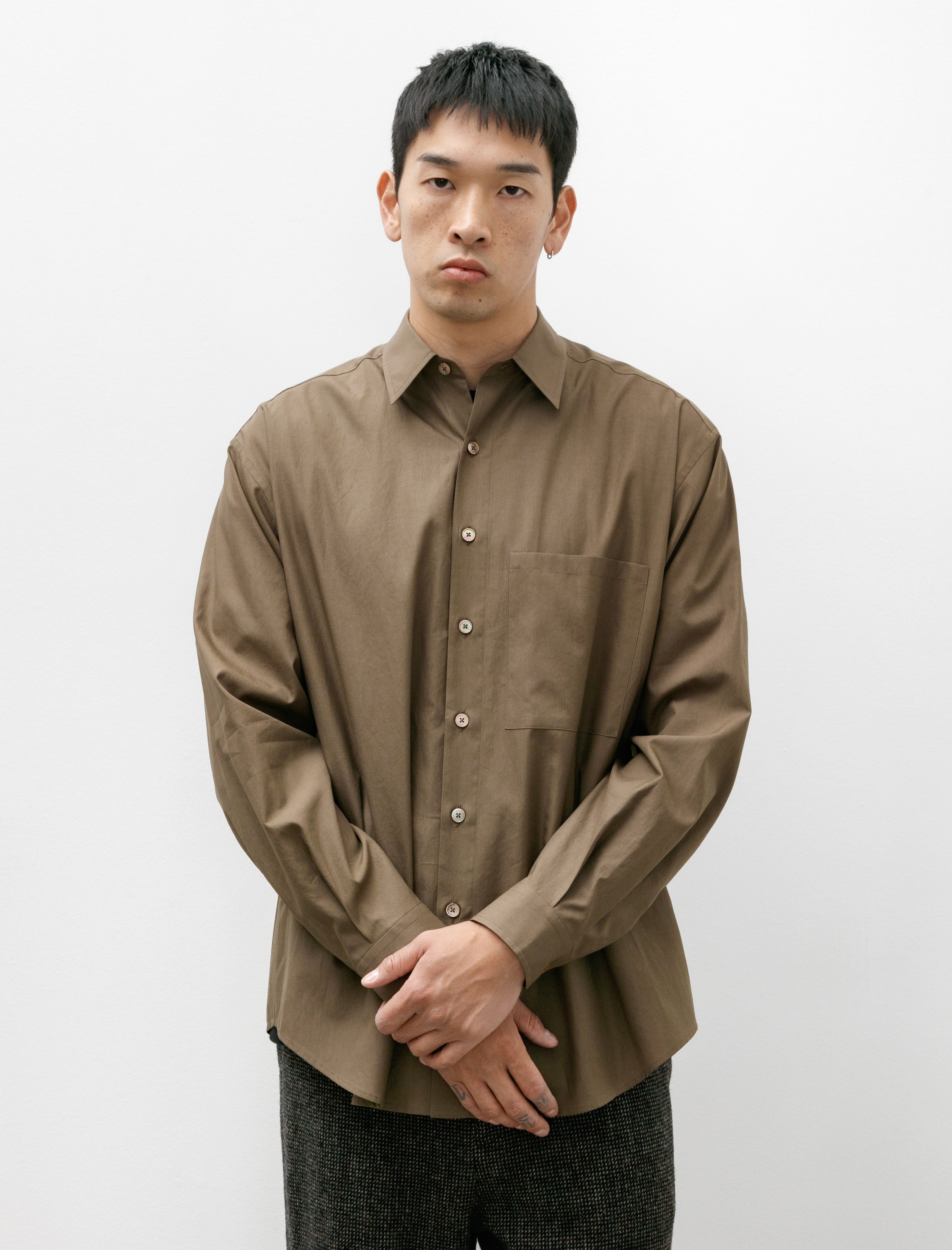 Auralee Washed Finx Twill Big Shirt Brown