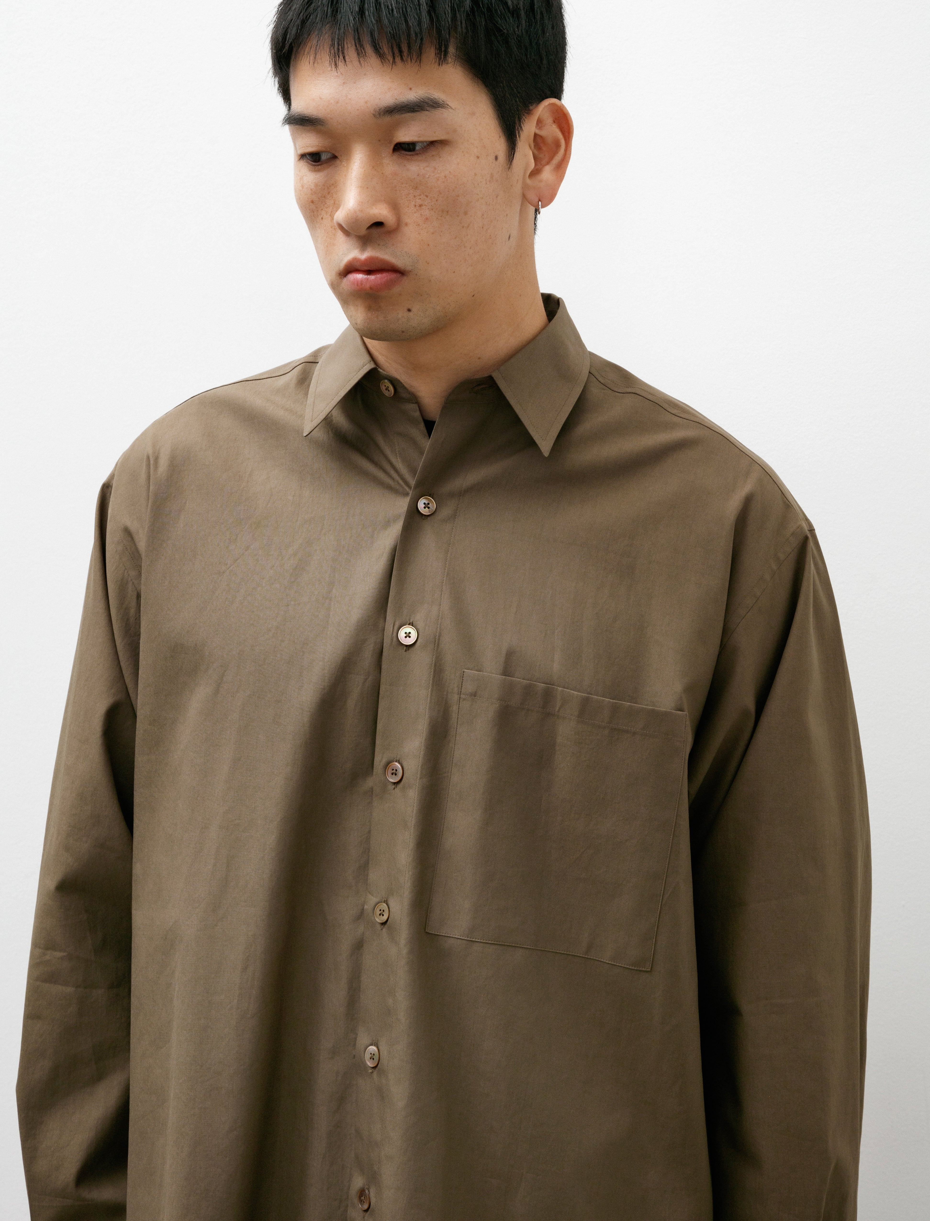 Auralee Washed Finx Twill Big Shirt Brown