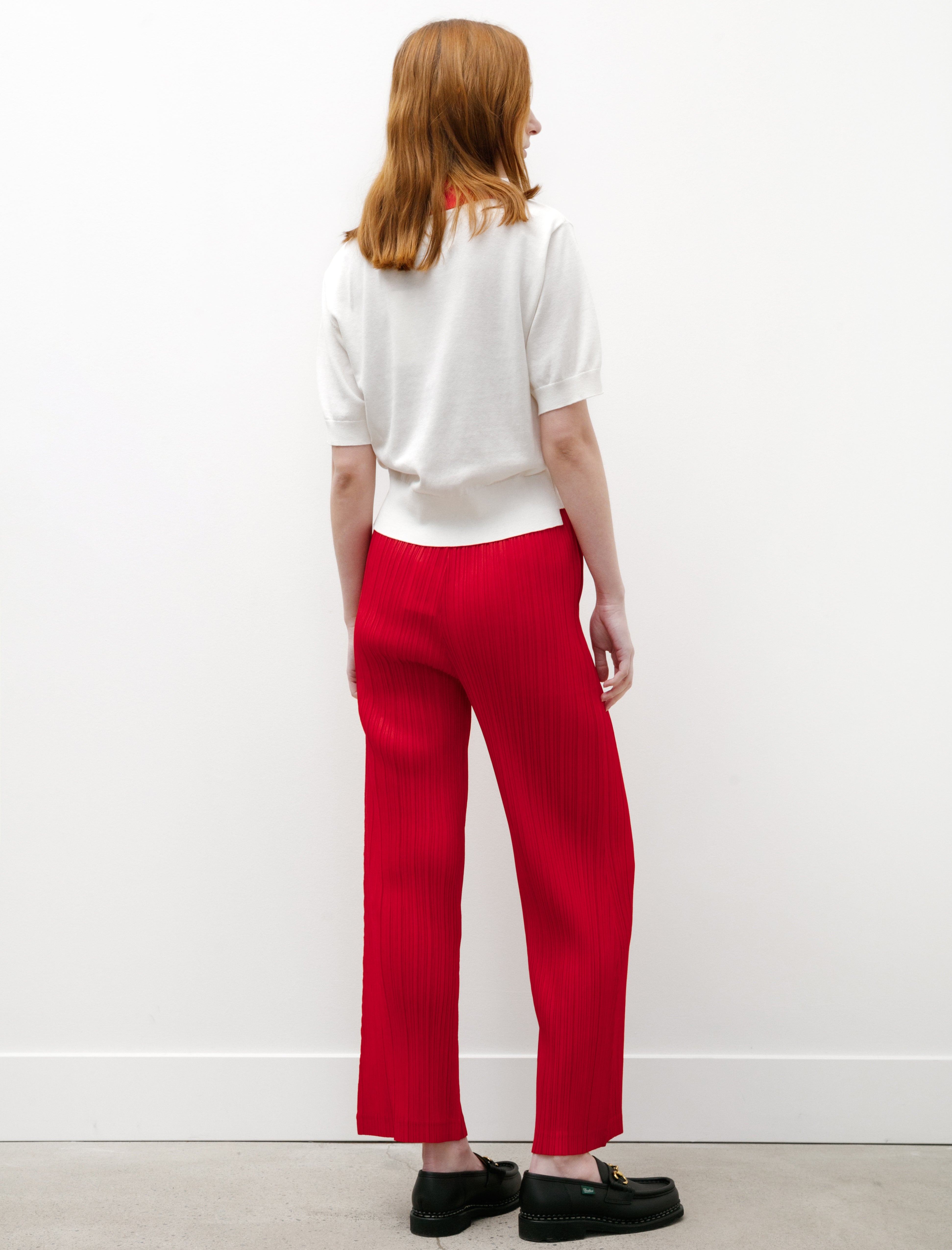 Pleats Please by Issey Miyake Thicker Bottoms Flared Pants Red