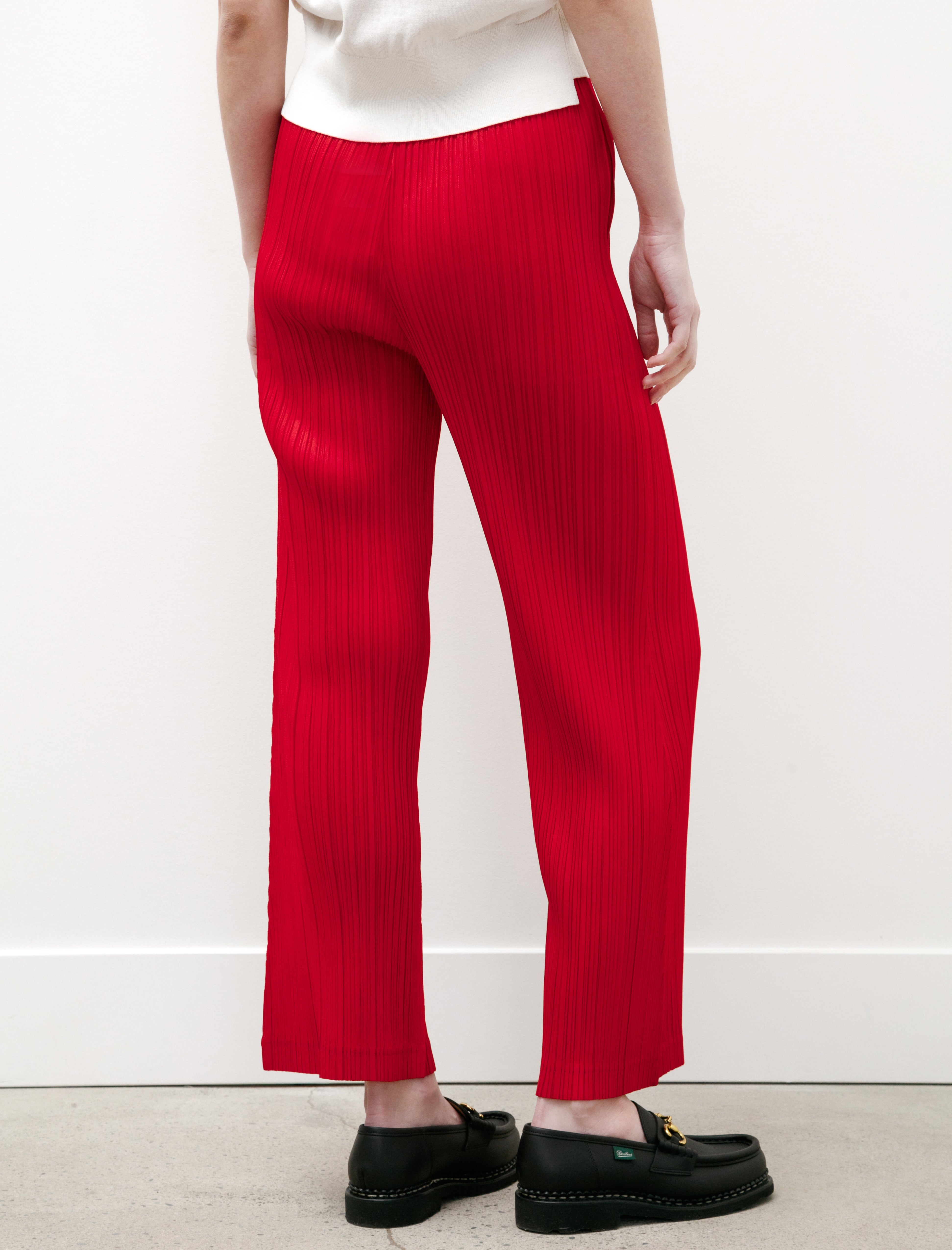 Pleats Please by Issey Miyake Thicker Bottoms Flared Pants Red