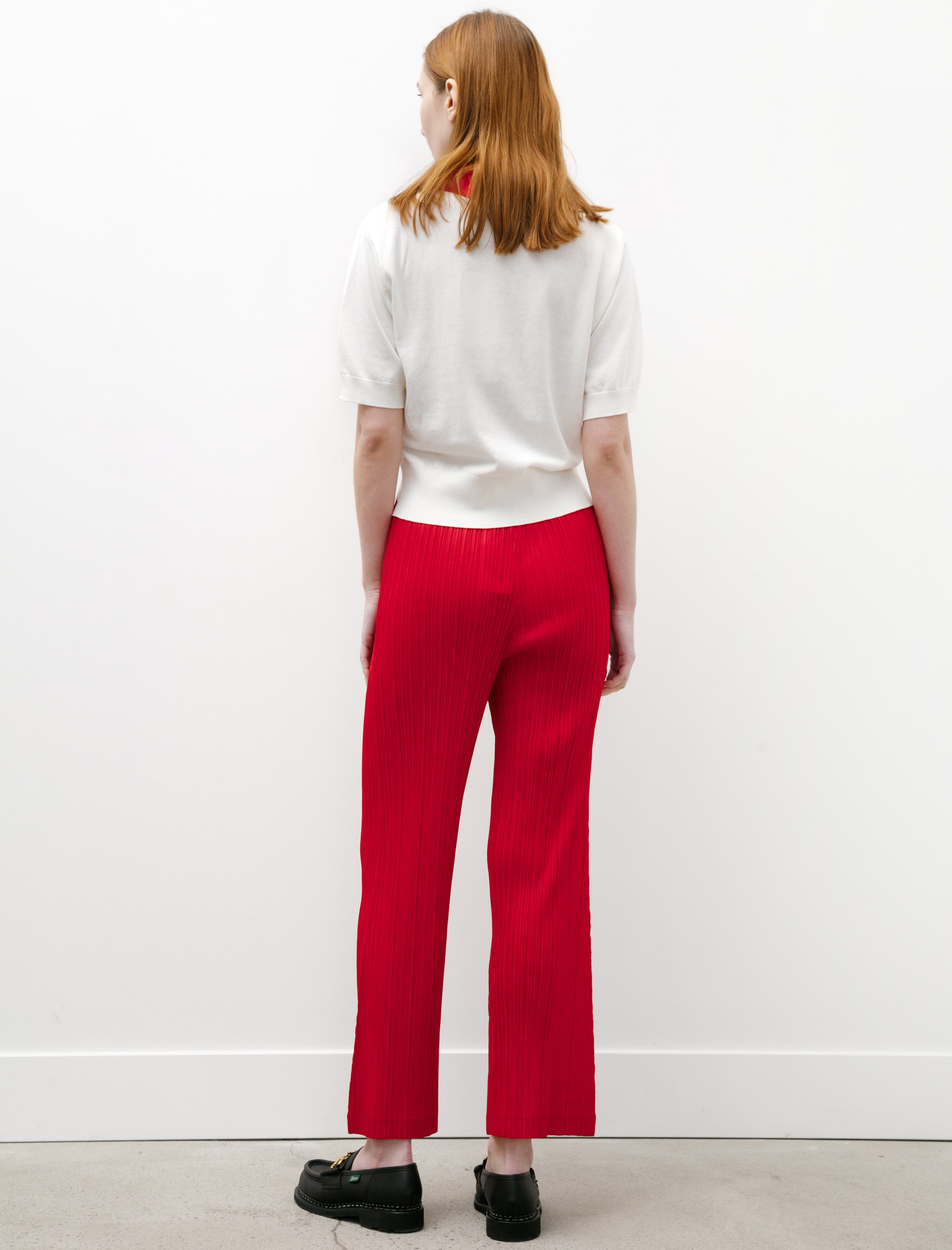 Pleats Please by Issey Miyake Thicker Bottoms Flared Pants Red