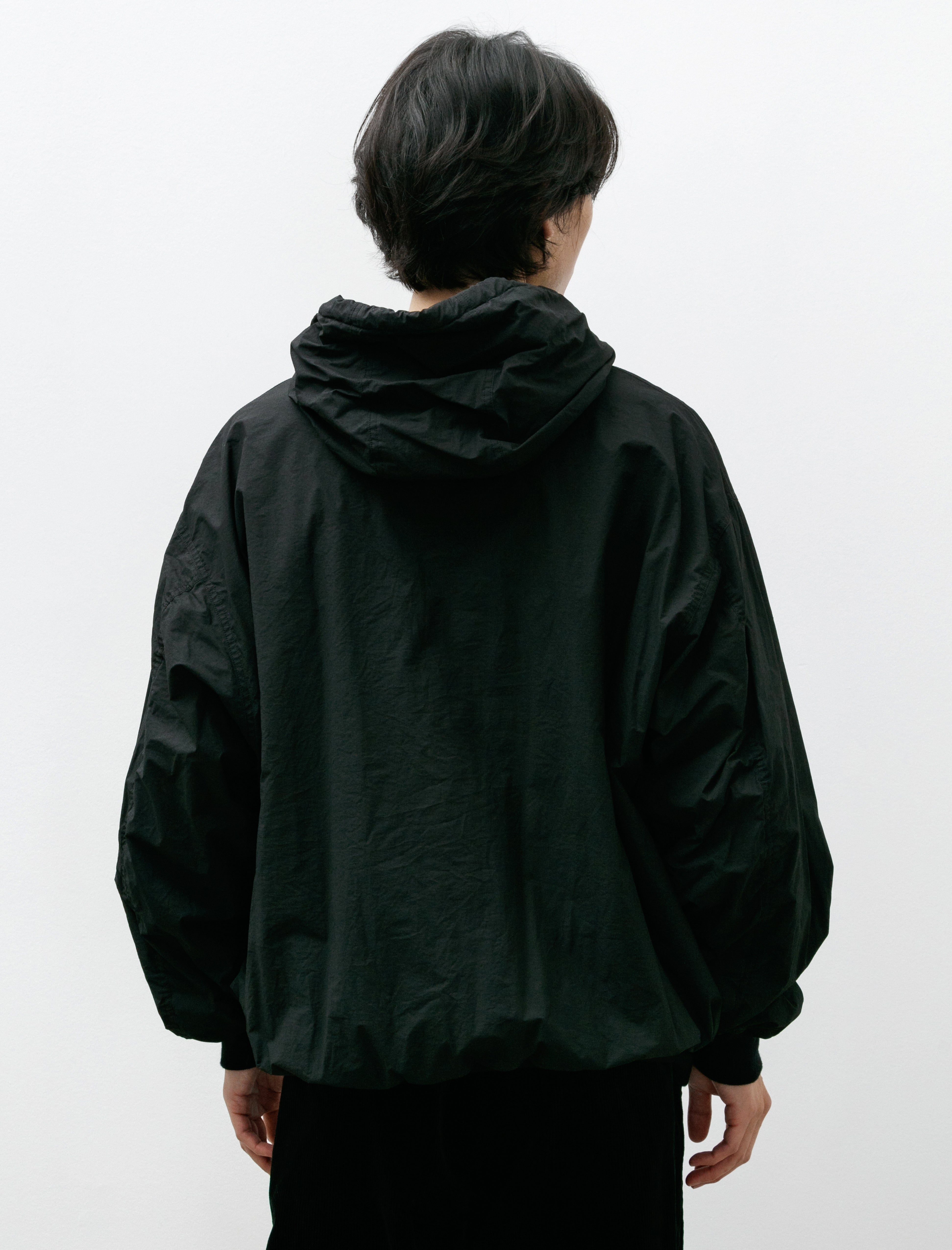 Comoli Cotton Nylon Zip-Up Parka Black