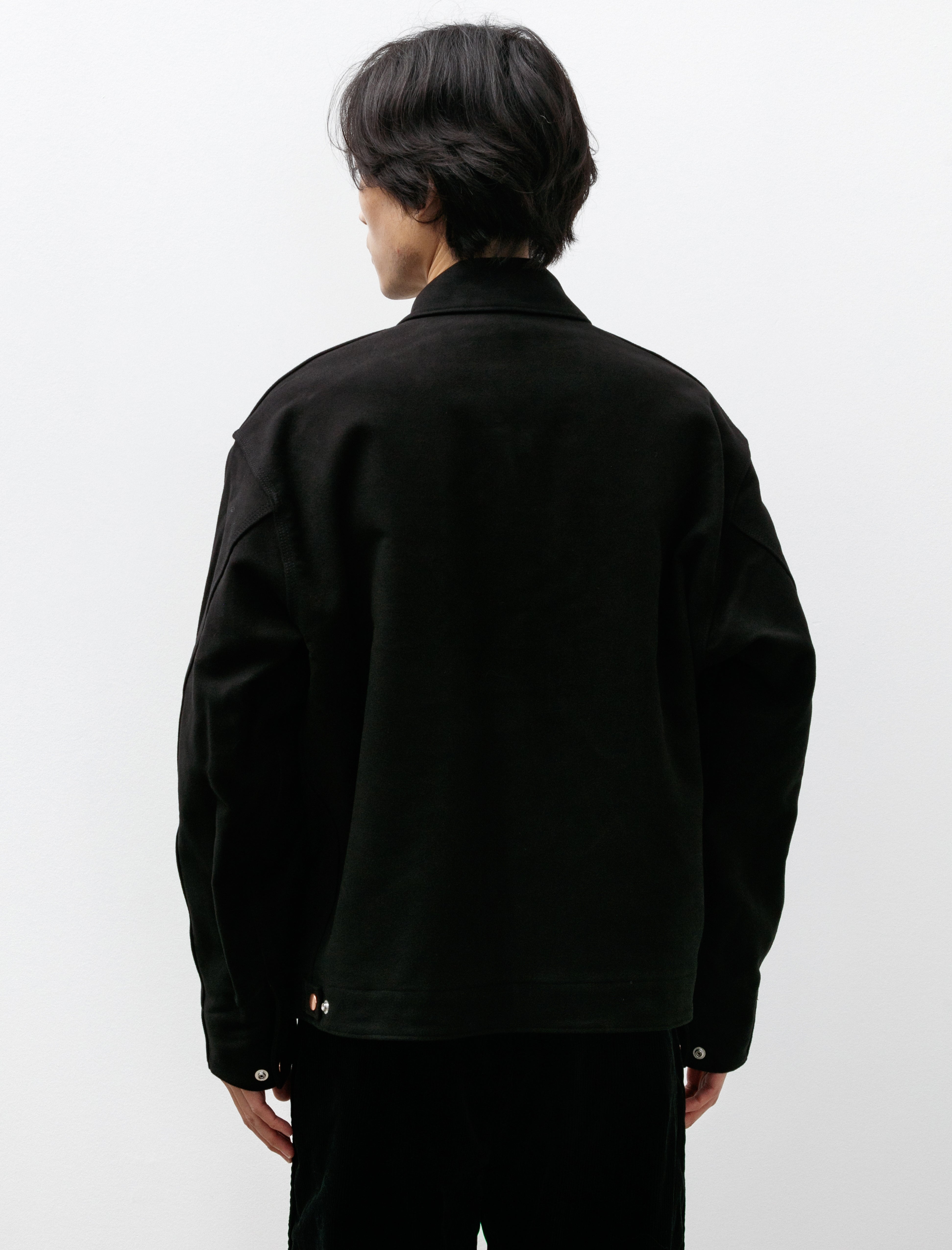 Comoli Moleskin Zip-Up Short Jacket Black