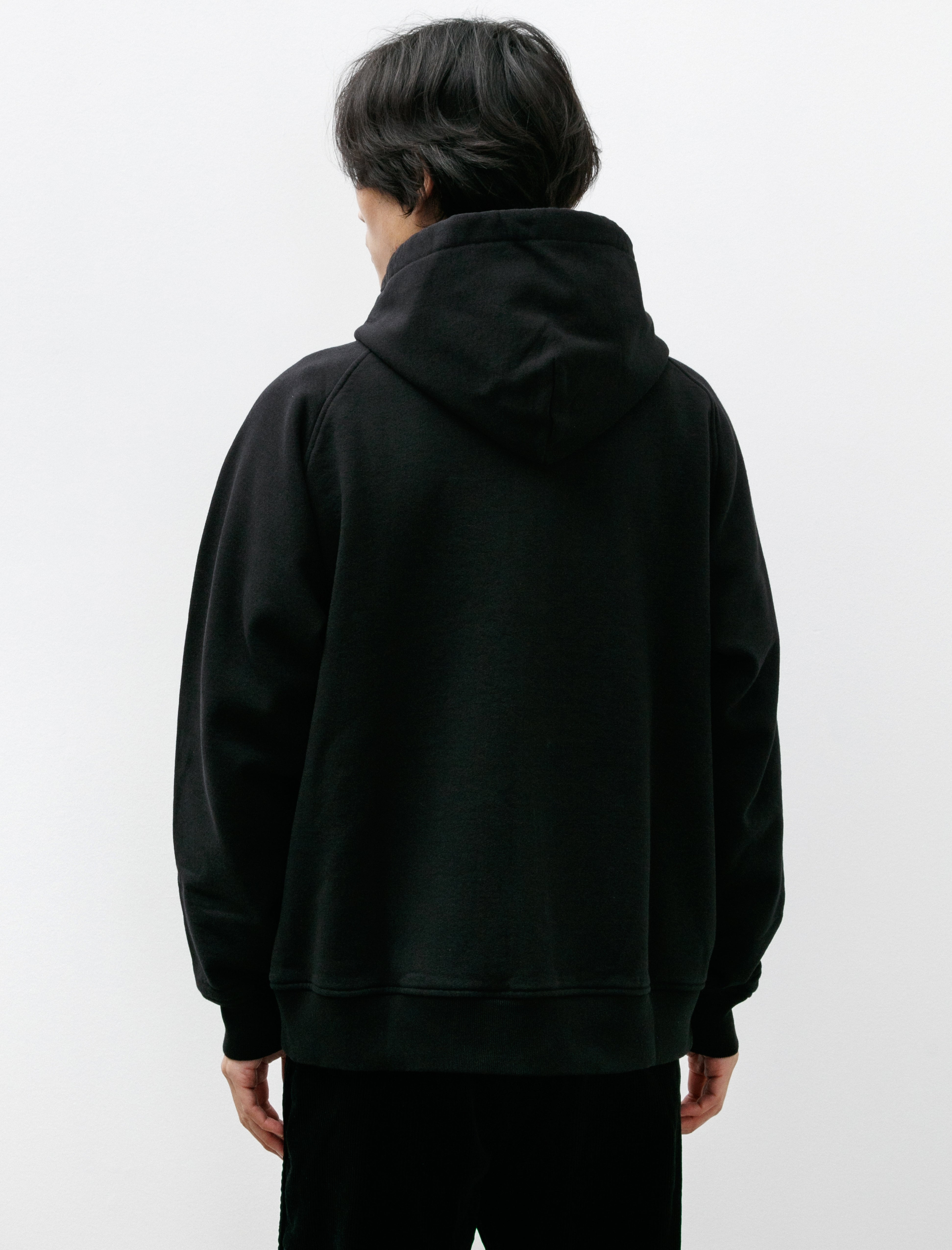 Comoli Cotton Sweat Zip-Up Hoodie Black