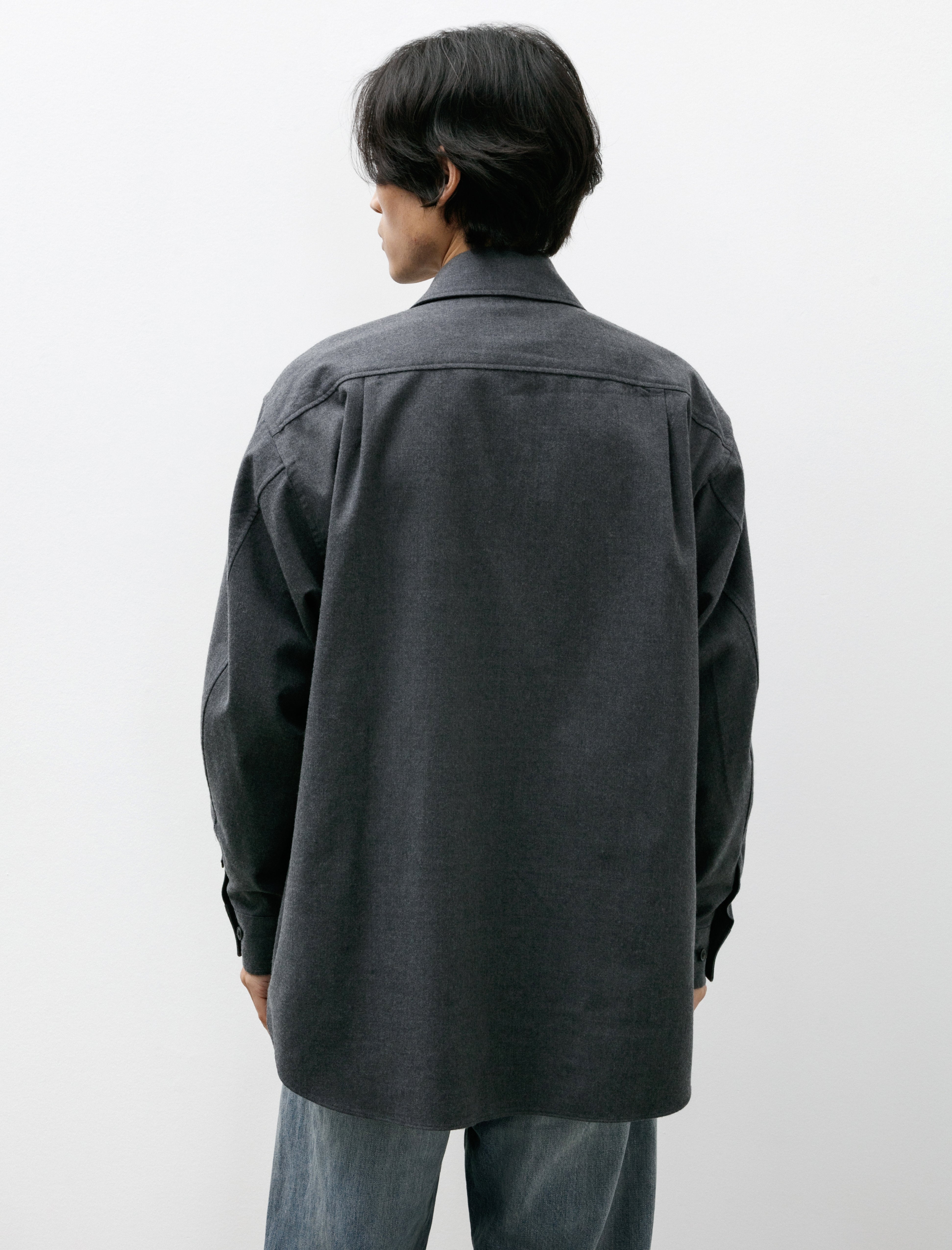 Yoko Sakamoto Brushed Wool Big Shirt Charcoal Grey