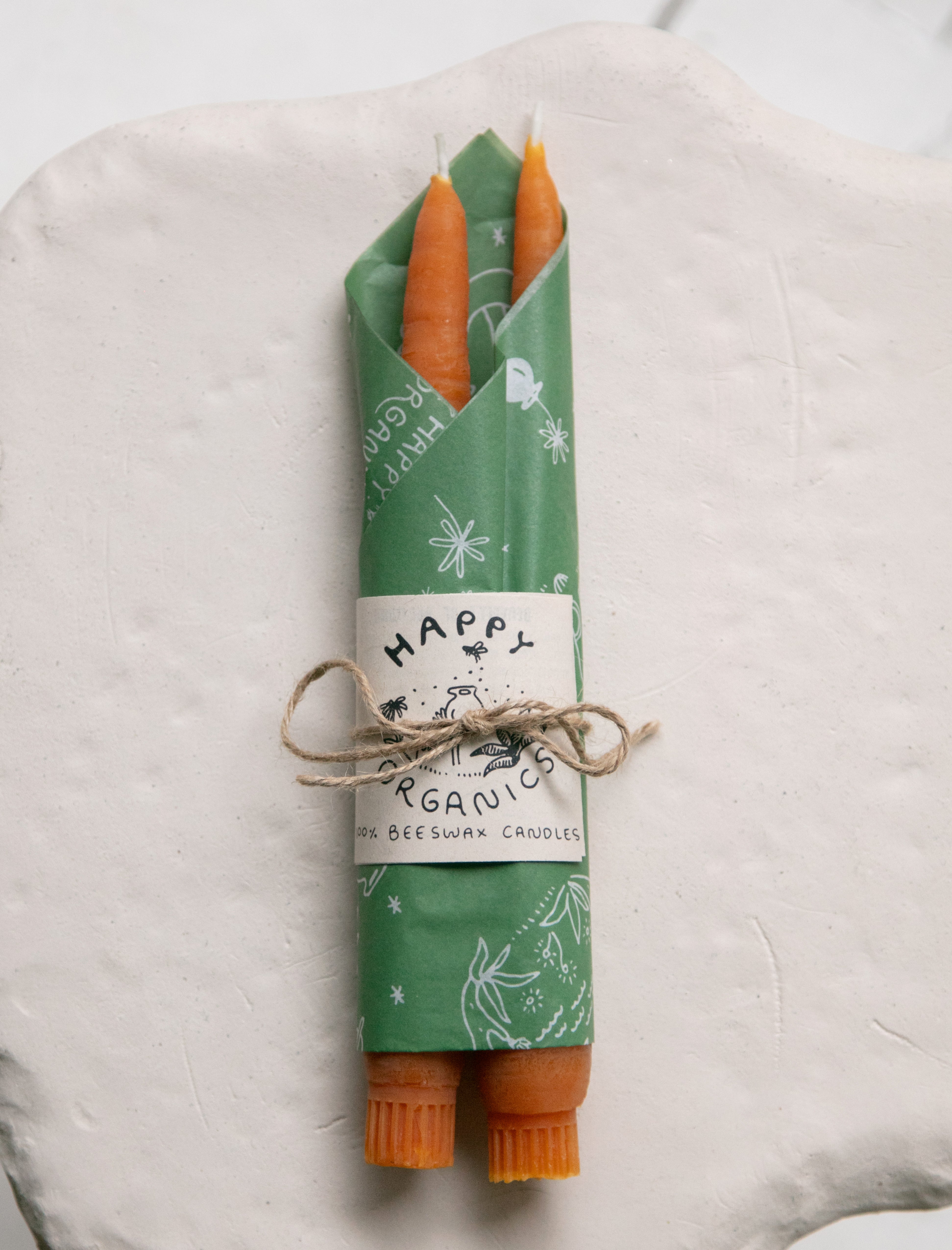 Happy Organics Carrot Taper Candle Pair