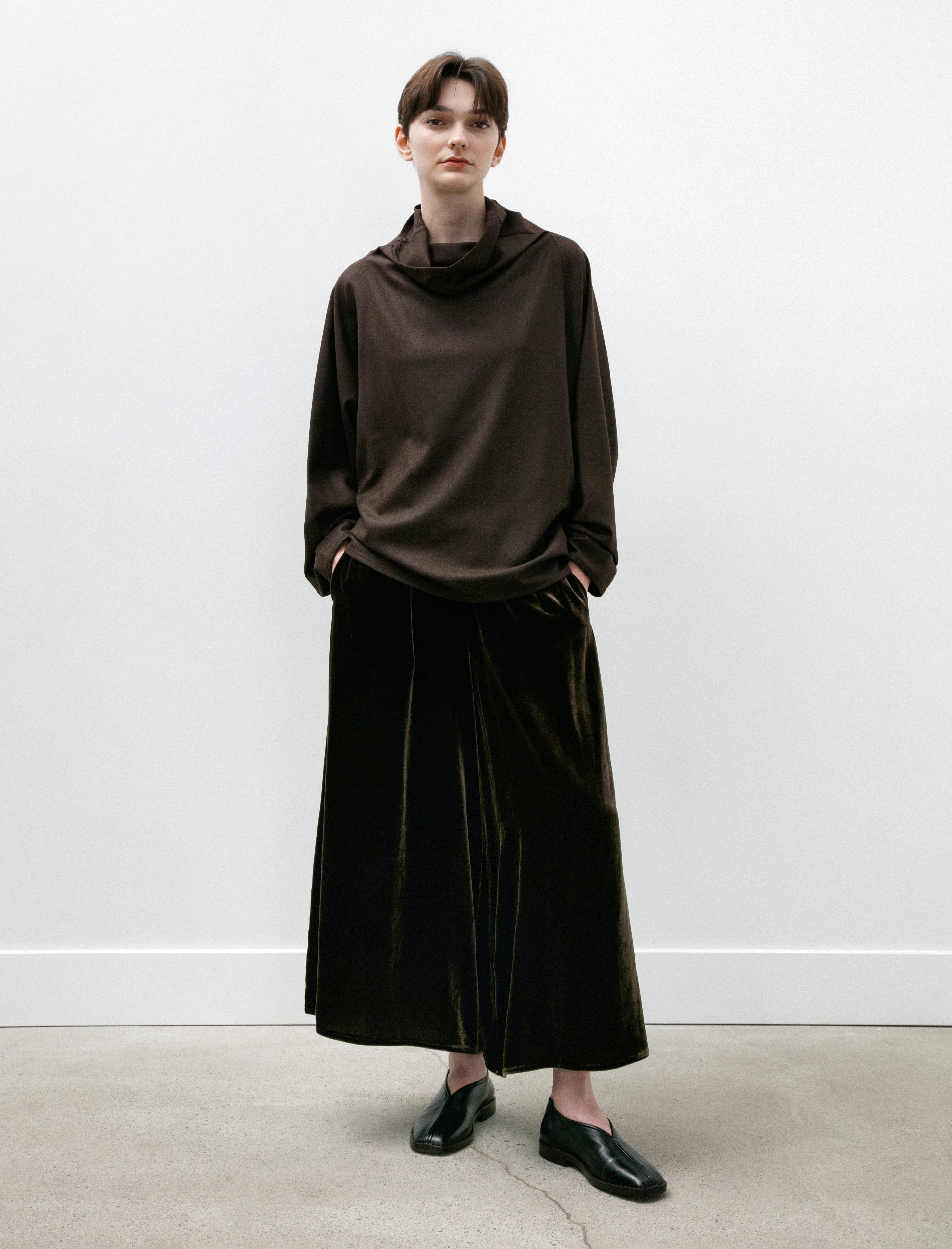 Dusan Gaucho Pants Silk Velvet Brown