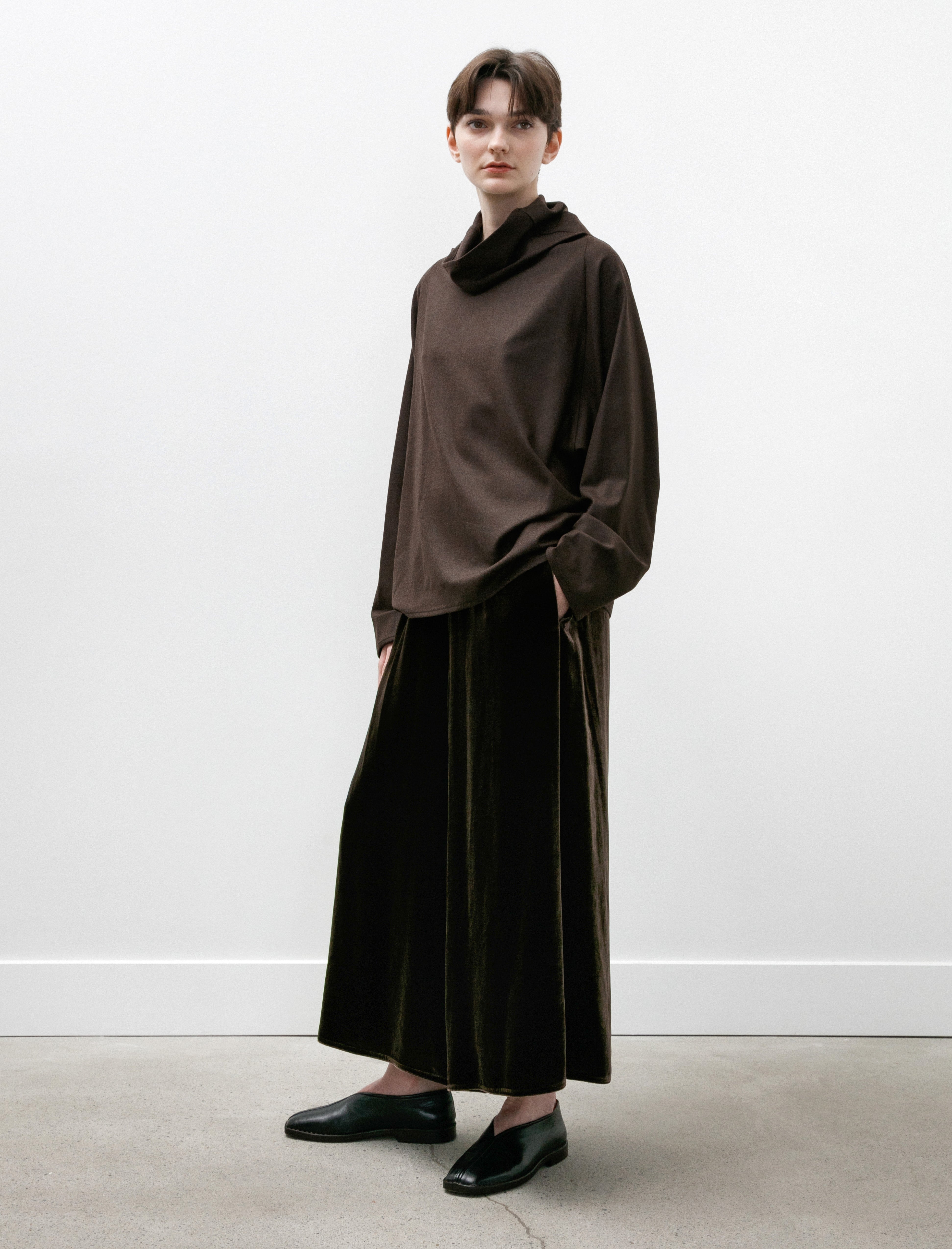 Dusan Gaucho Pants Silk Velvet Brown