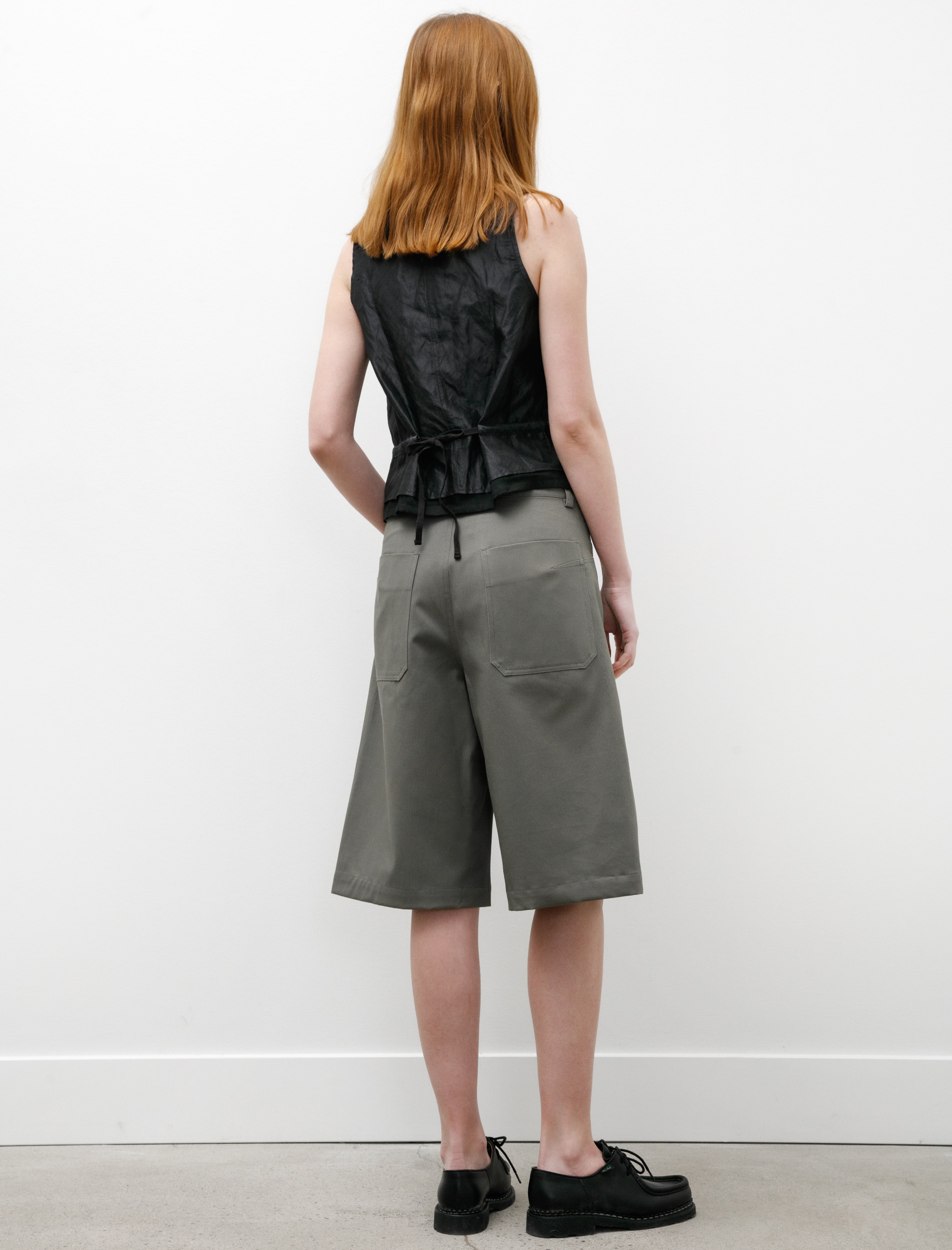 Wanze Wide Leg Darted Shorts Olive