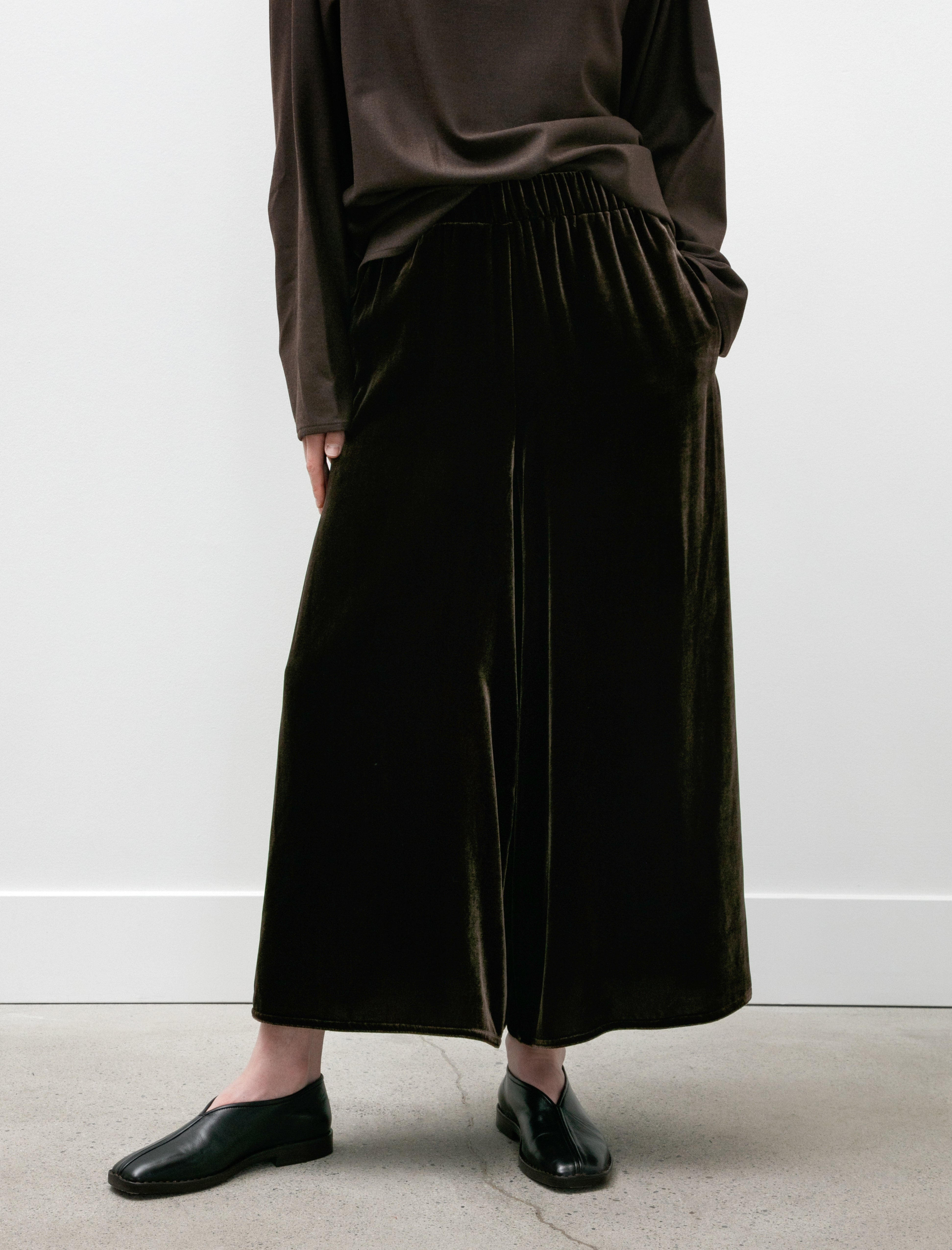 Dusan Gaucho Pants Silk Velvet Brown