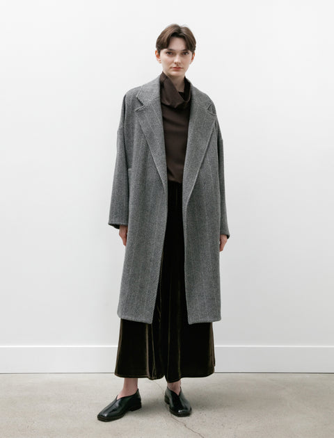 Dusan Oversized Coat Herringbone Cashmere Black and White