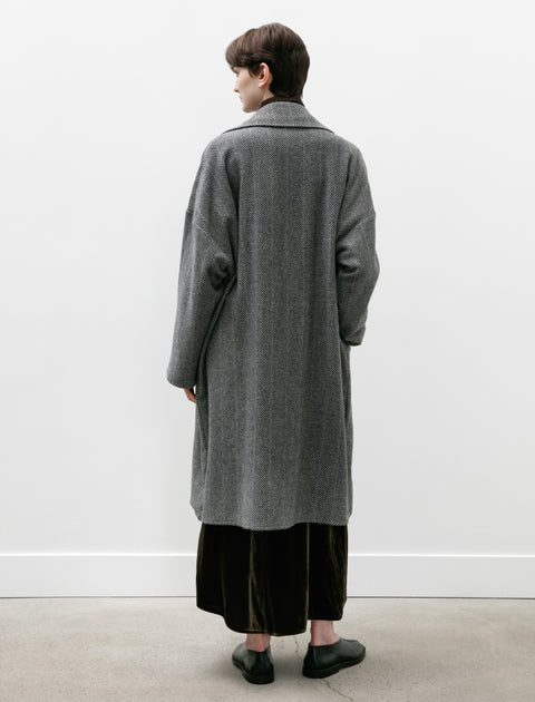 Dusan Oversized Coat Herringbone Cashmere Black and White