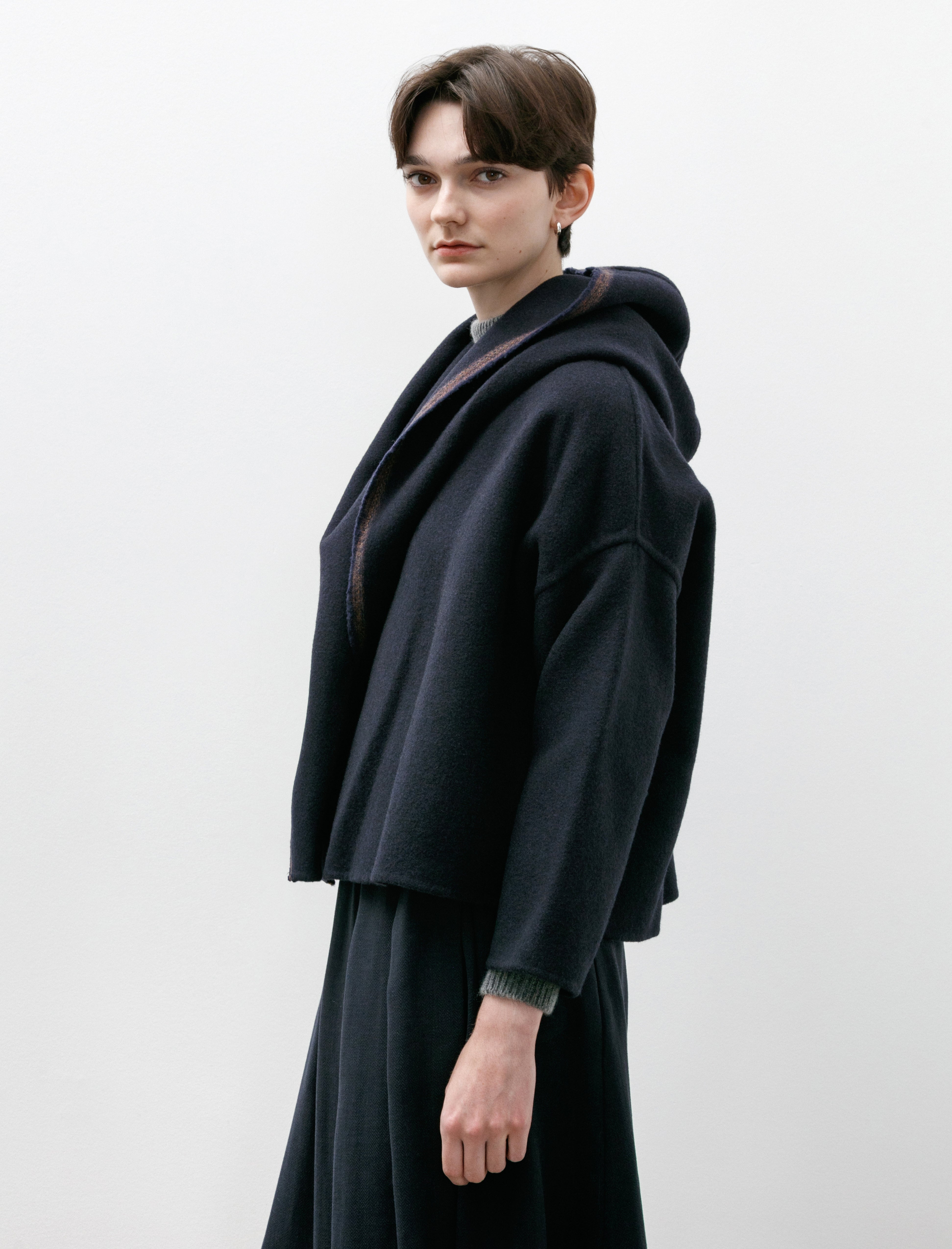 Dusan Big Hooded Jacket Double Lana Midnight