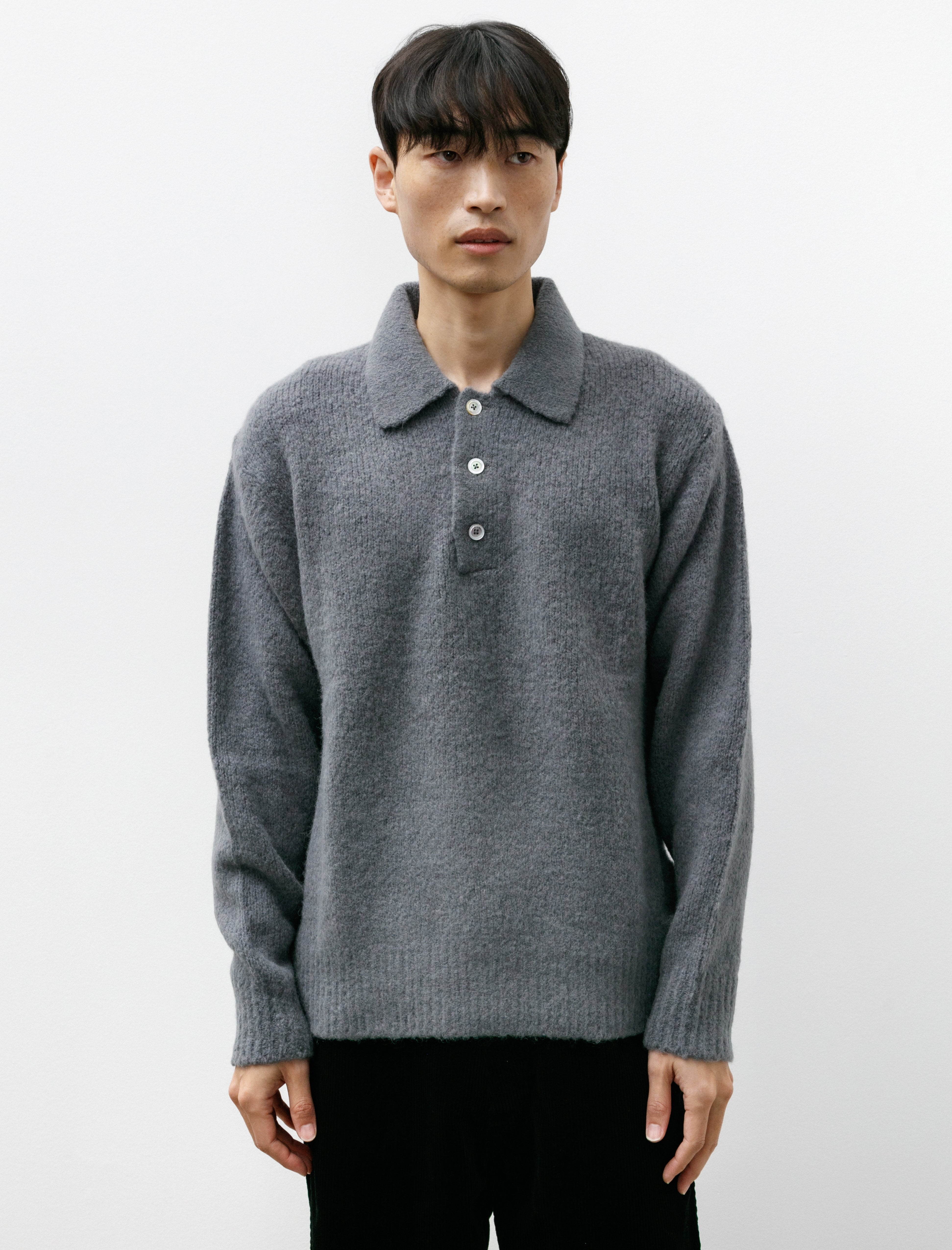 Norse Projects Rasmus Relaxed Brushed Polo Mouse Grey