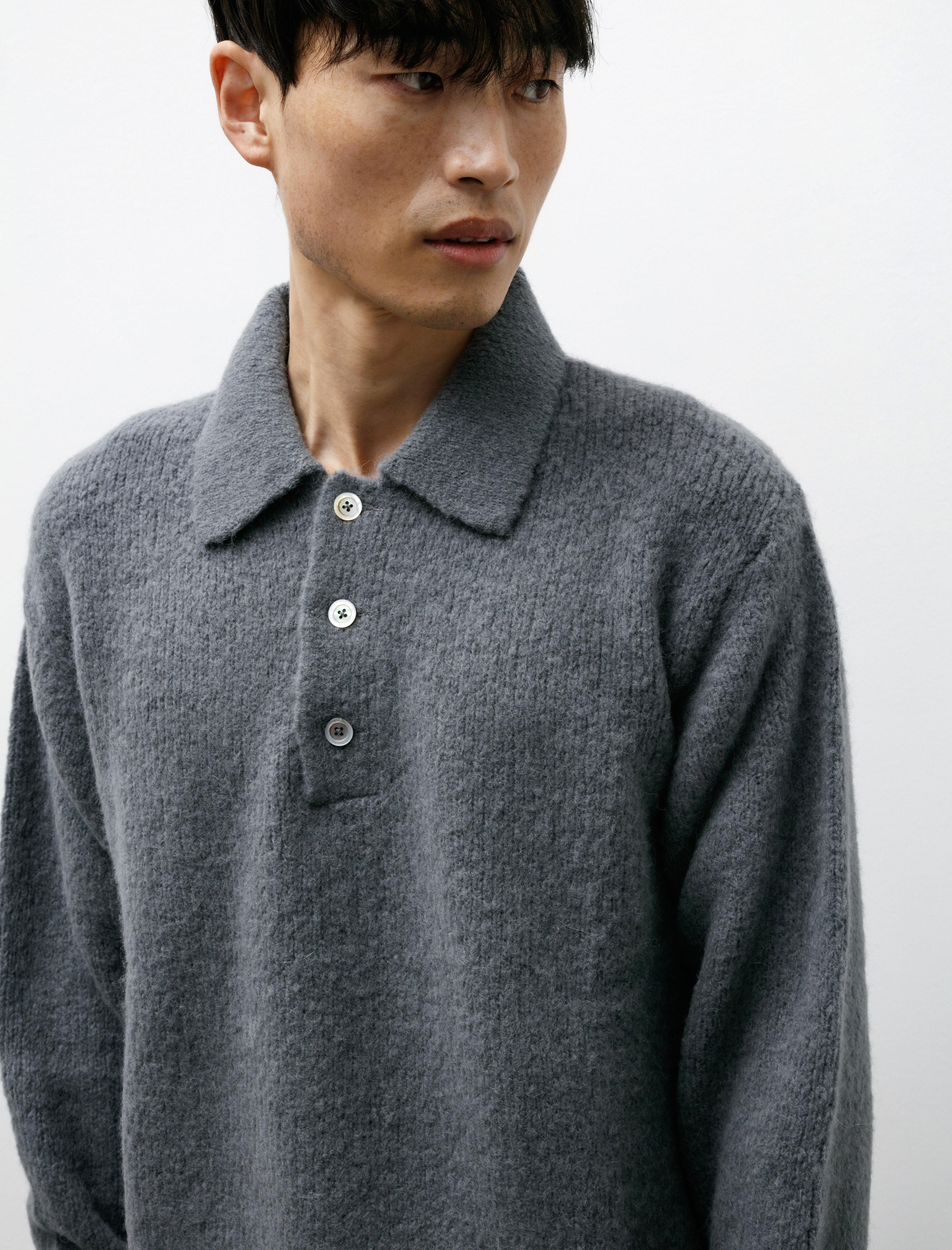 Norse Projects Rasmus Relaxed Brushed Polo Mouse Grey