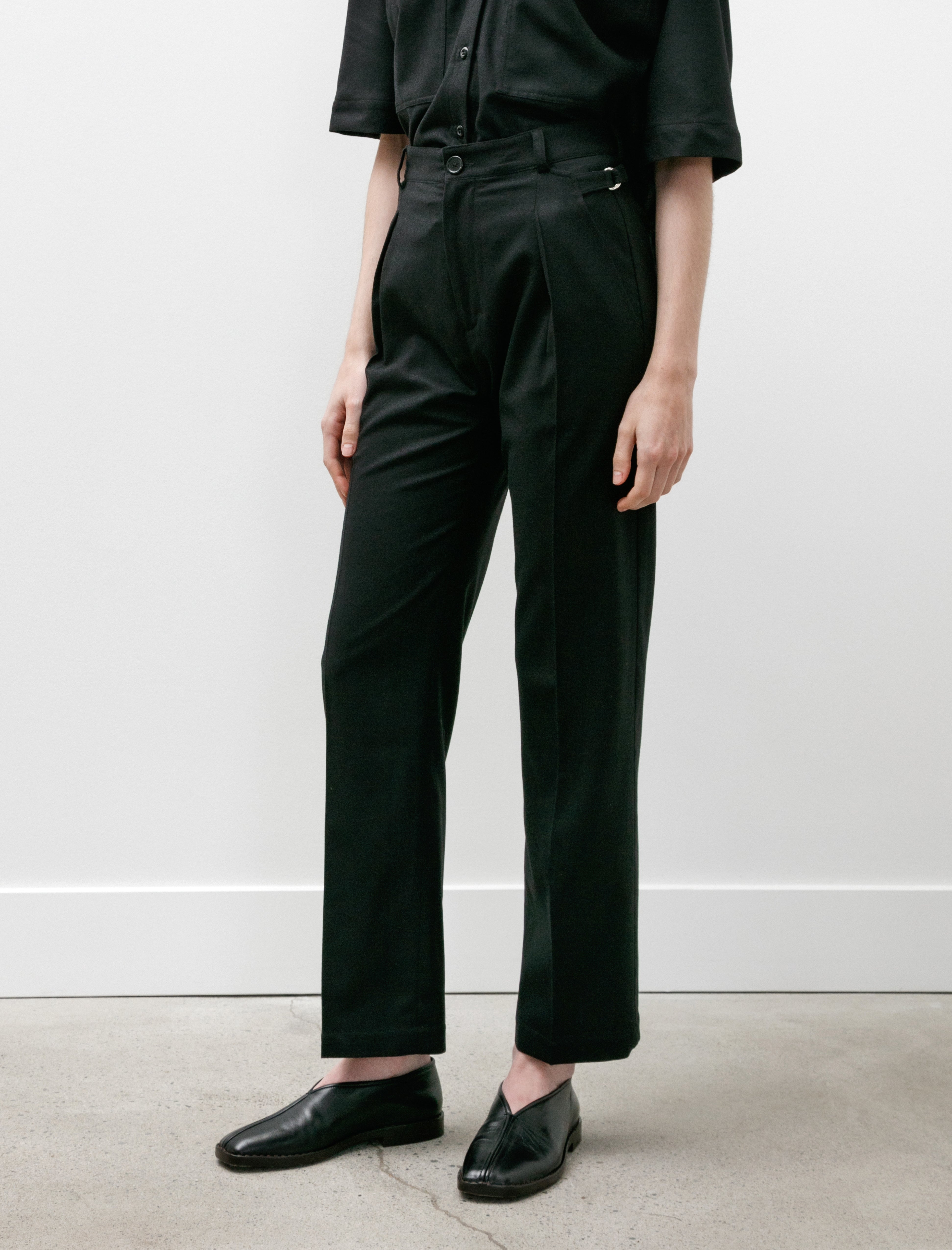 Wanze Song Cinch Trousers Felted Wool Cashmere Black