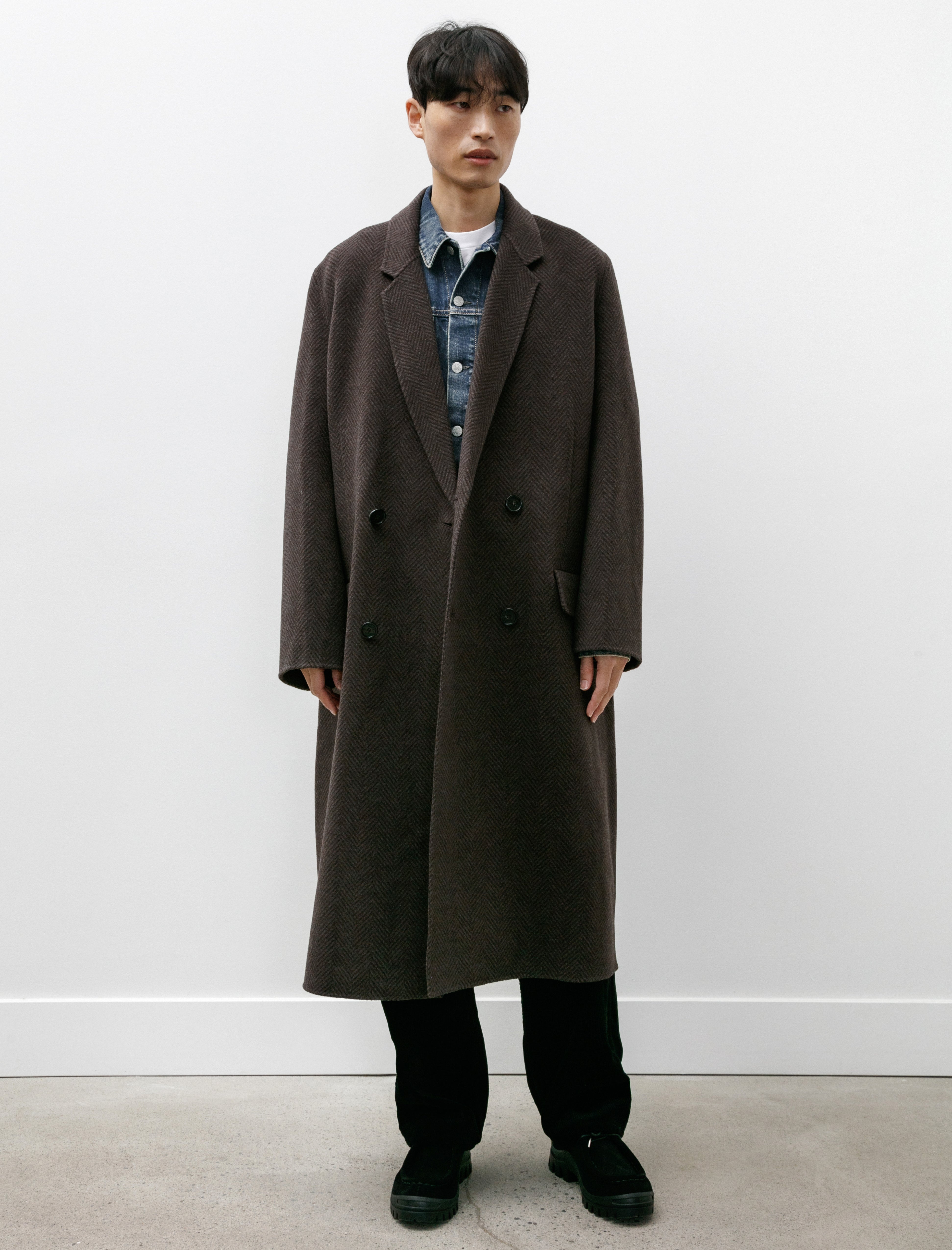 Acne Studios Double Breasted Wool Coat Anthracite Grey