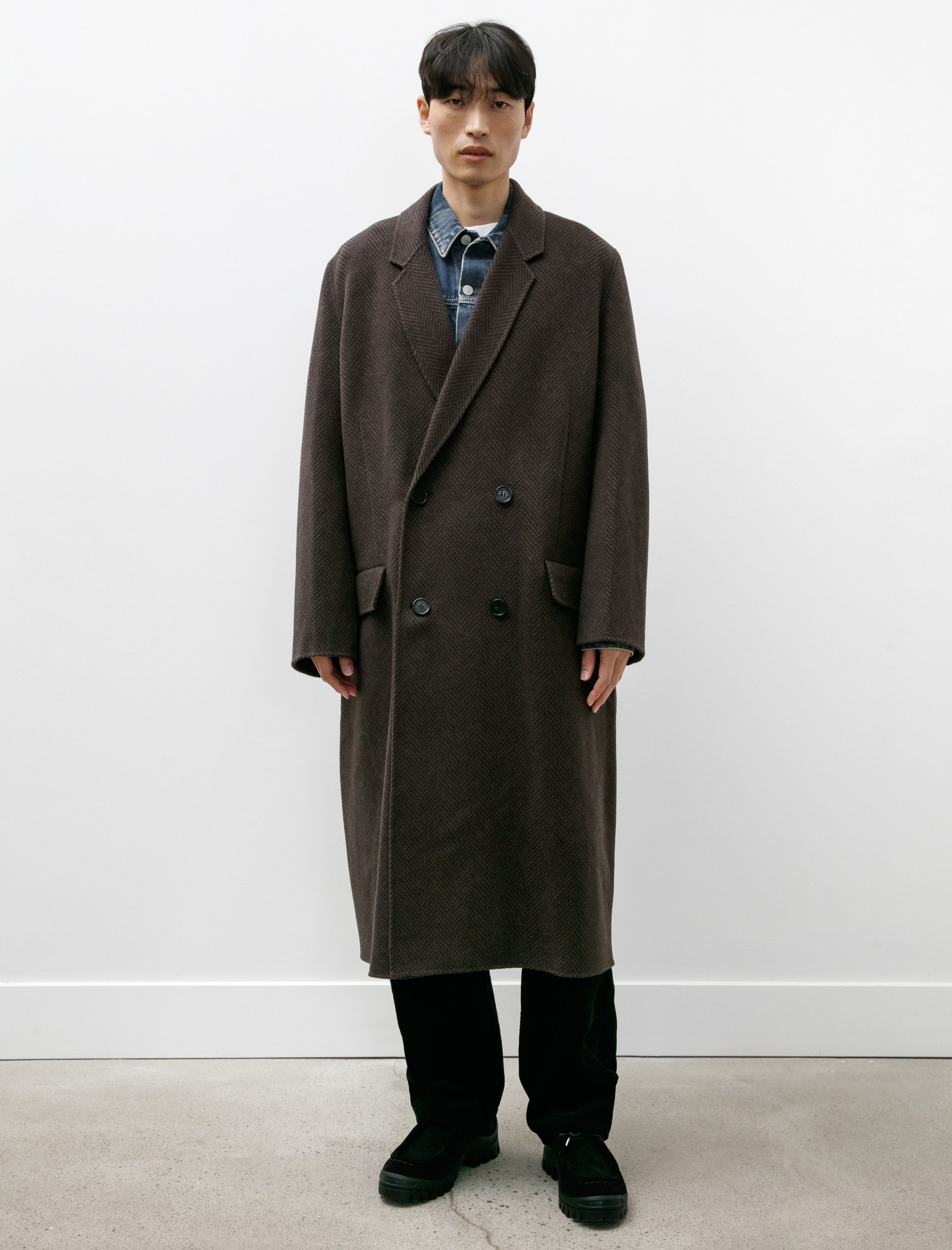 Acne Studios Double Breasted Wool Coat Anthracite Grey