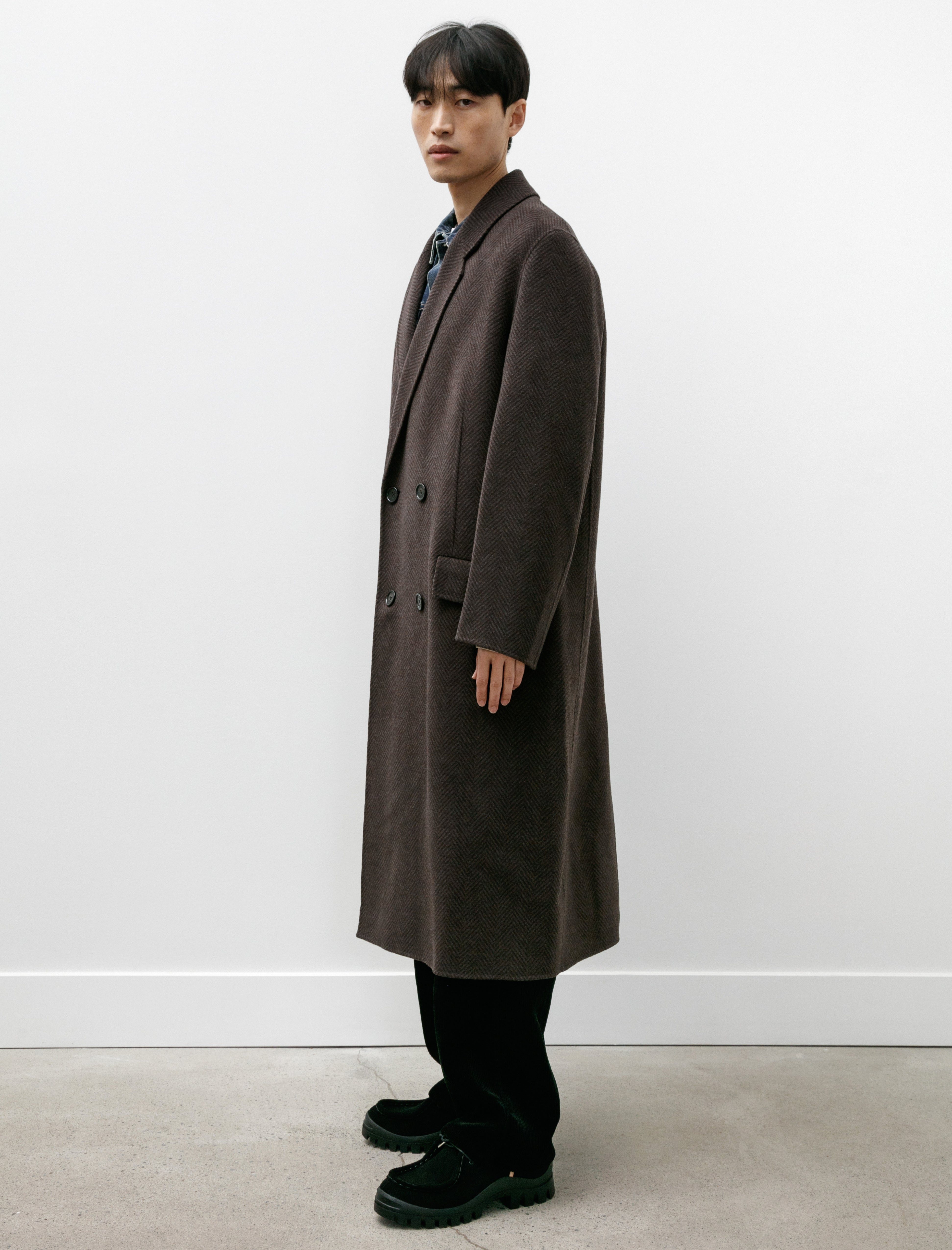 Acne Studios Double Breasted Wool Coat Anthracite Grey