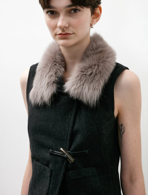 Wanze Song Fur Collar Wrap Vest Grey