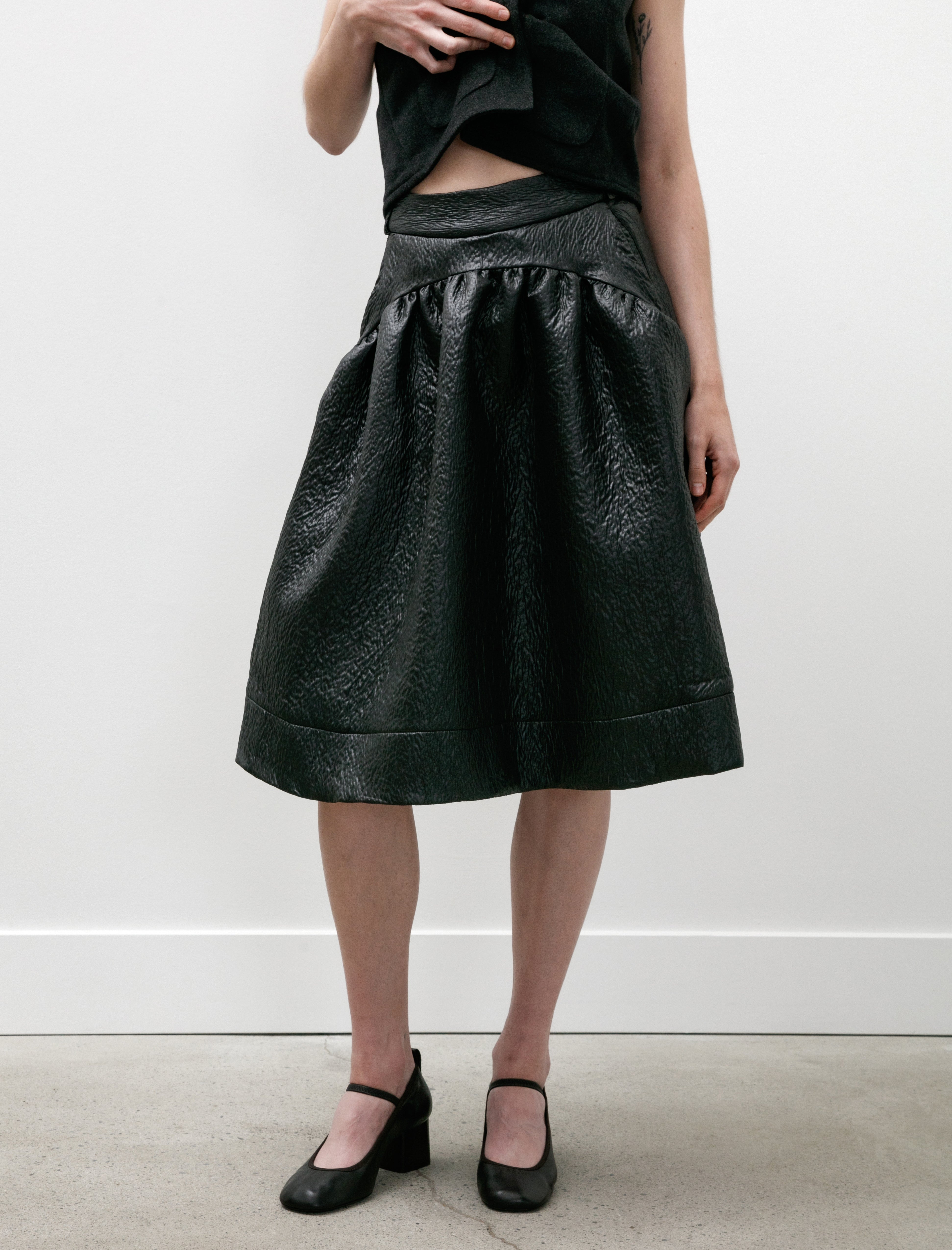 Wanze Song Midi Gathered Skirt Quilted Nylon