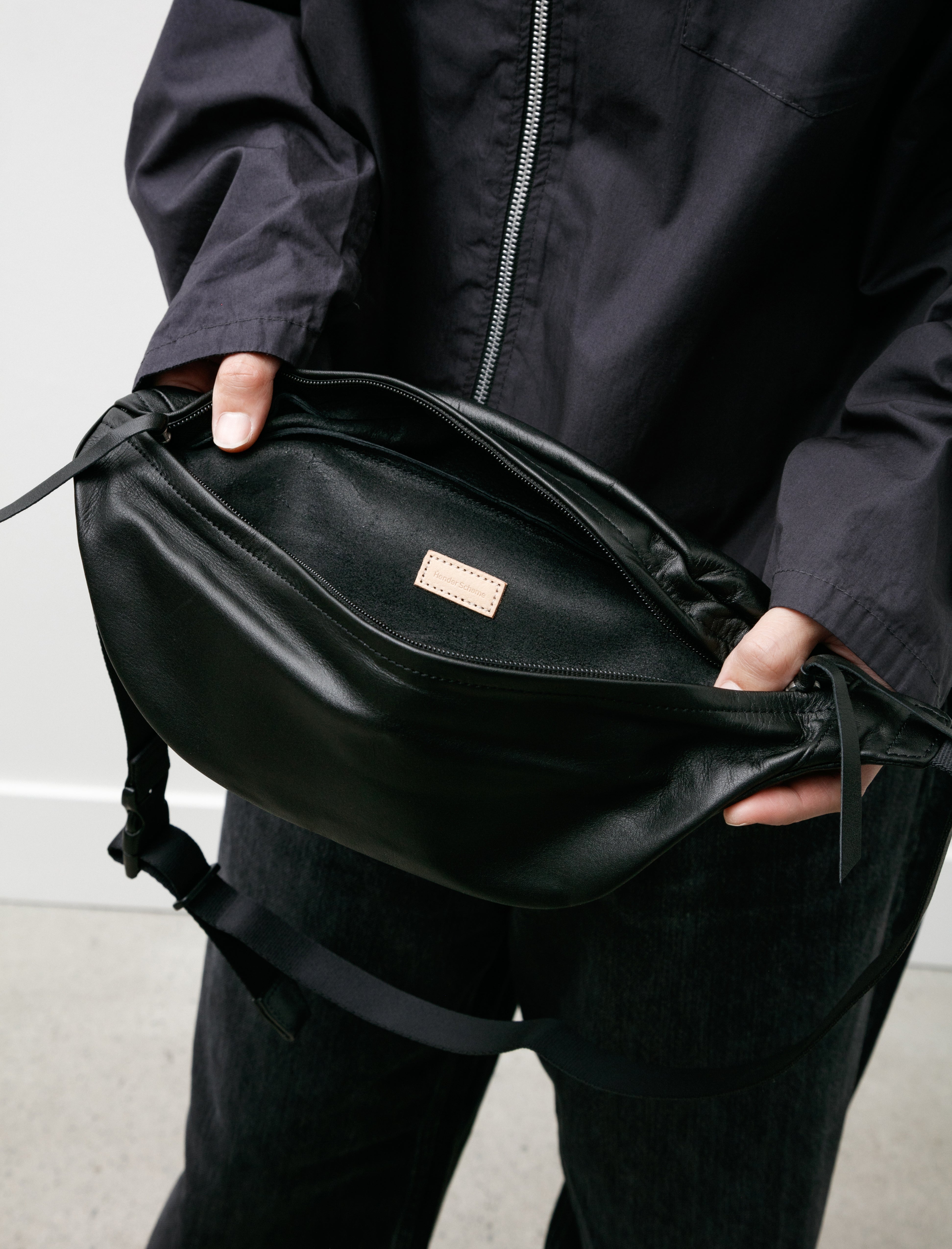 Hender Scheme Cow Waist Pouch Bag Black