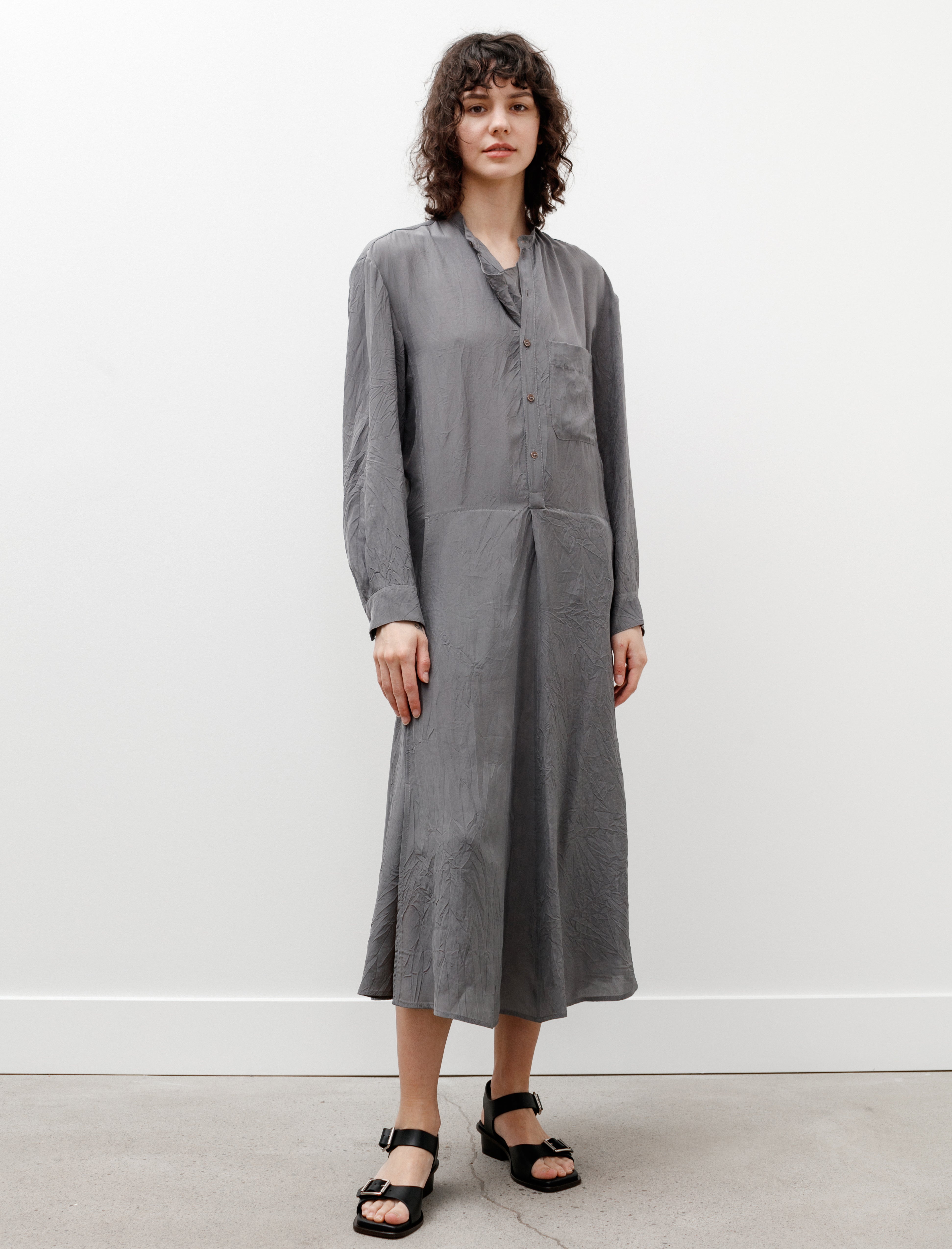 Lemaire Gusset Collar Shirt Dress Aluminum