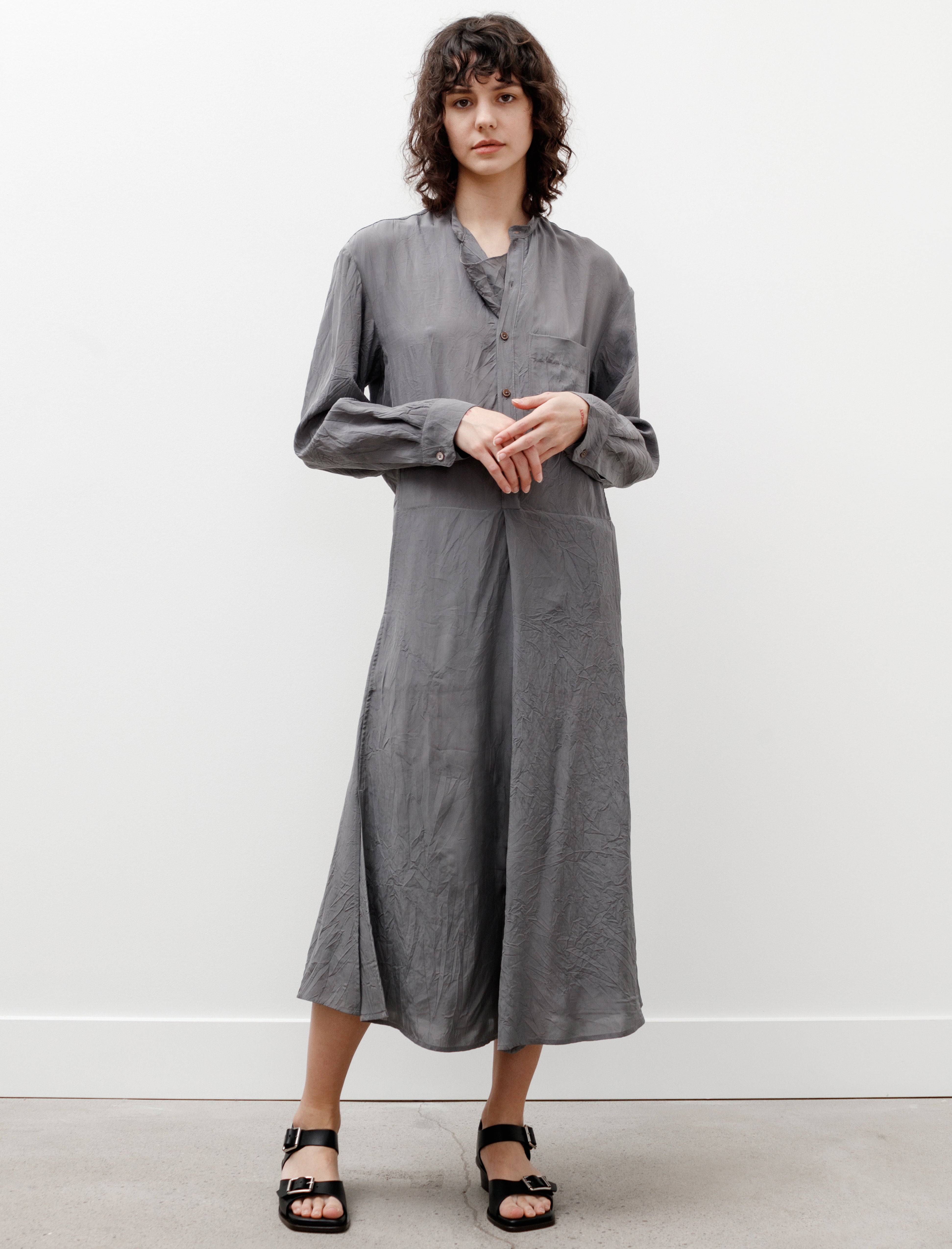 Lemaire Gusset Collar Shirt Dress Aluminum