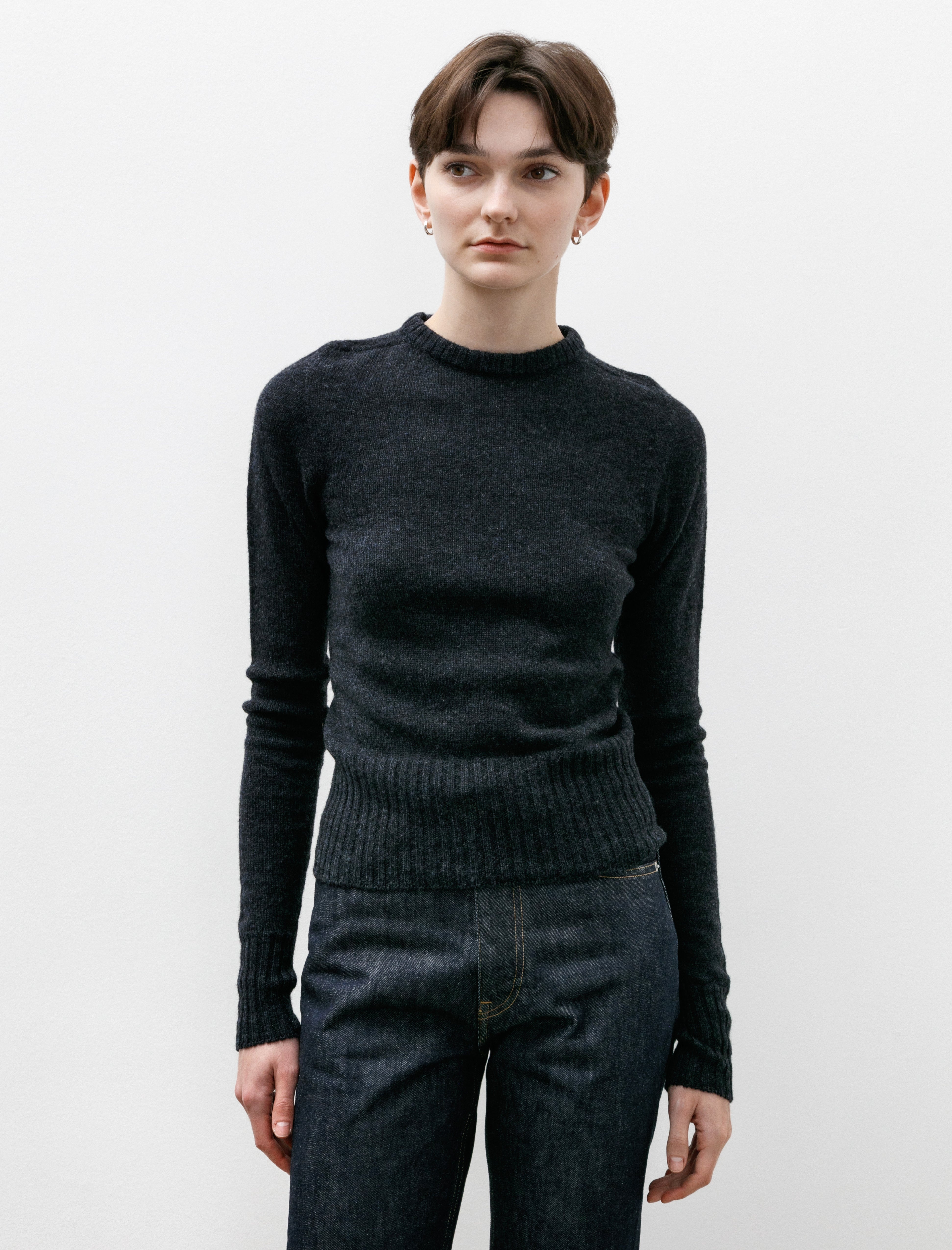 Lemaire Fitted Sweater Midnight Navy Melange