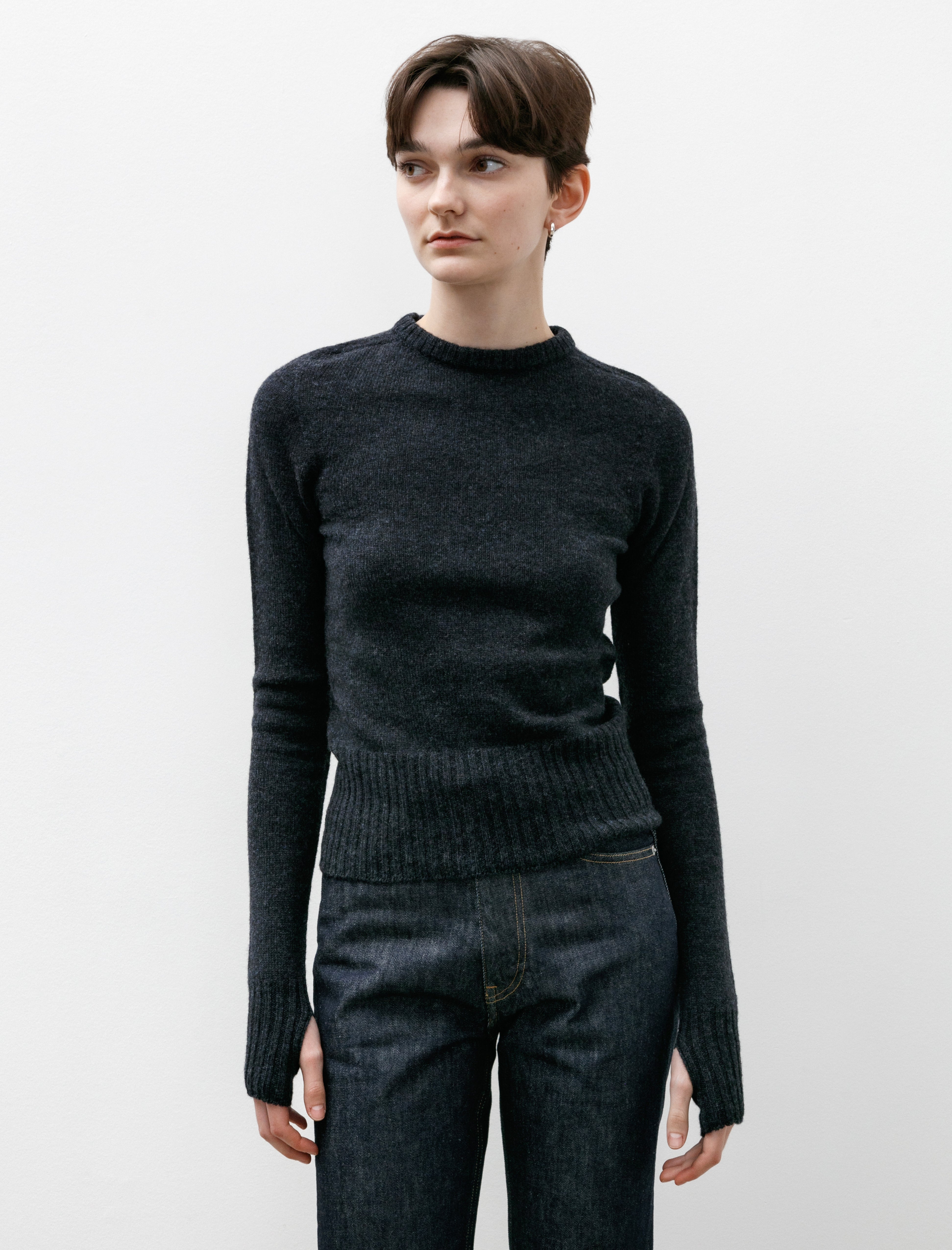 Lemaire Fitted Sweater Midnight Navy Melange